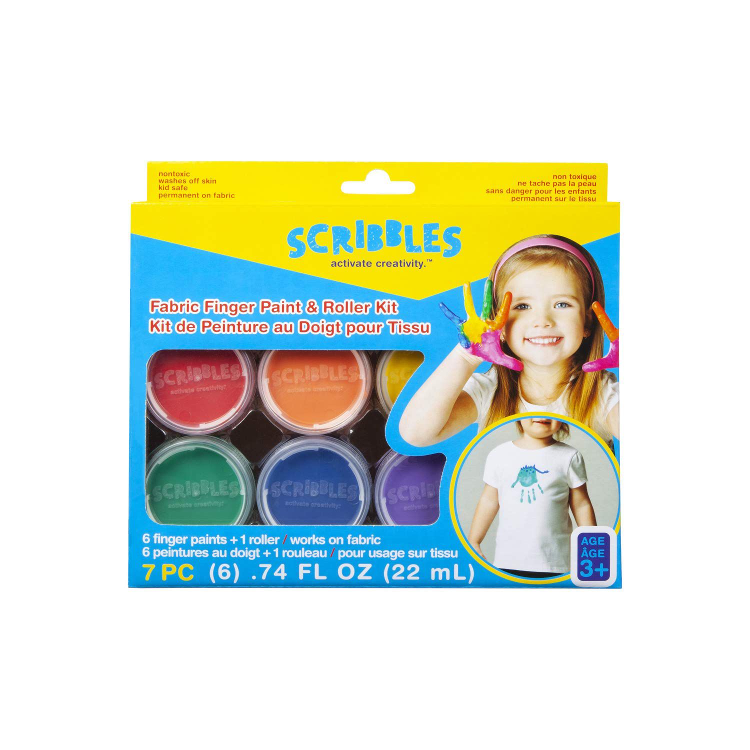 Scribbles • Kit de Peinture au Doigt pour Tissu & Rouleau Kit 