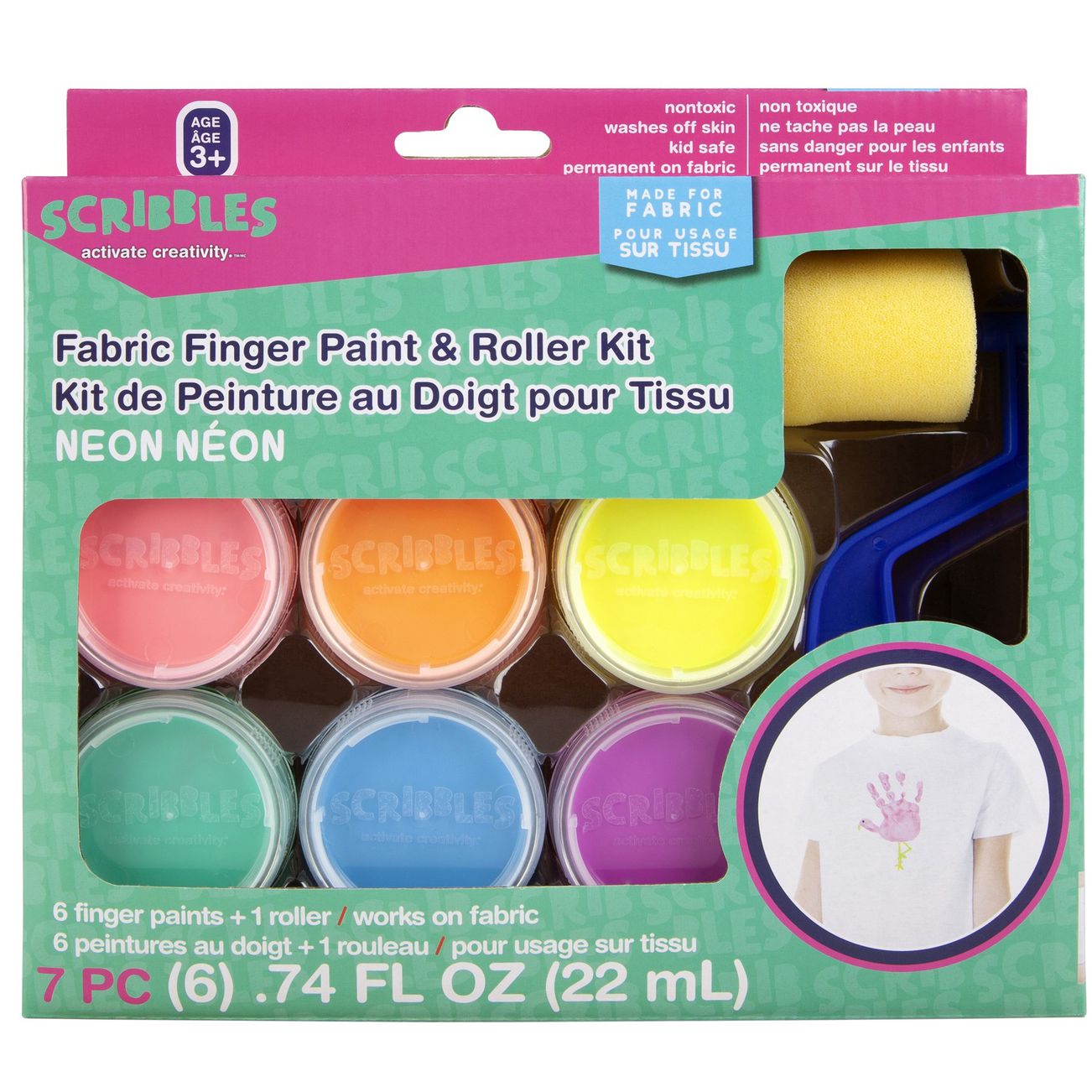 Scribbles • Fabric Finger Paint & Roller Kit Neon