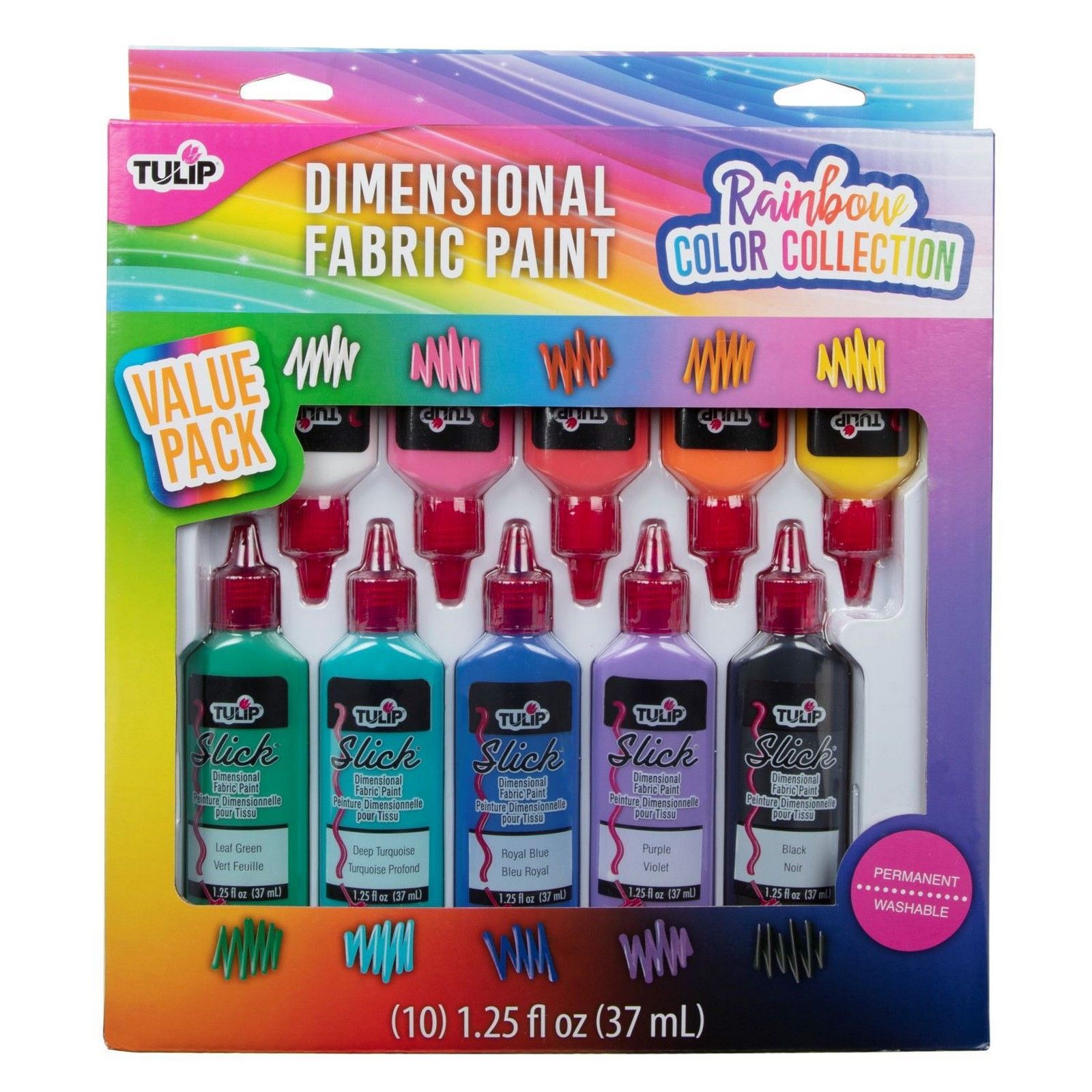 Tulip • 3D Textielverf 37ml Rainbow Color Collection 10st.
