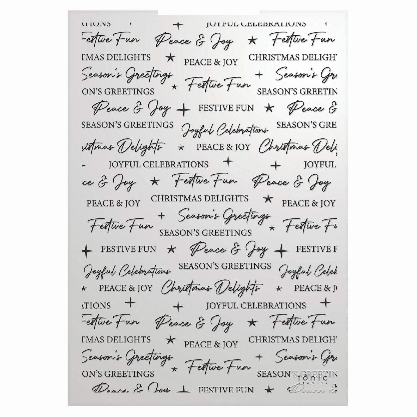 Tonic Studios • Timeless Tidings Season’s Greetings 3d Embossing Folder