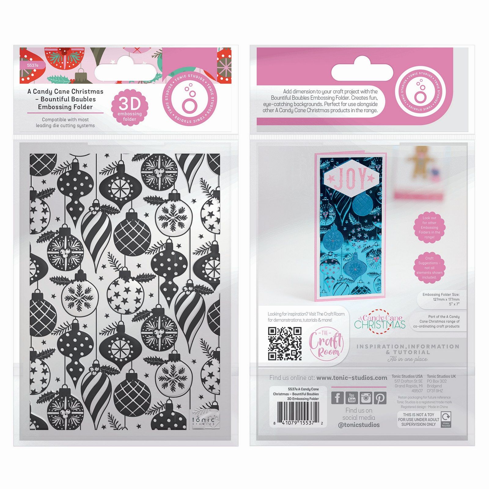 Tonic Studios • A Candy Cane Christmas 3D Embossing Folder Bountiful Baubles