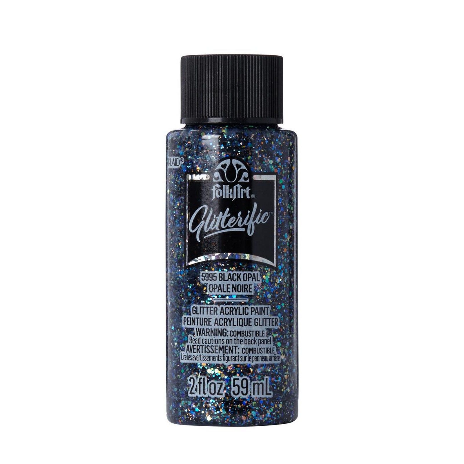 Folkart • Glitterific Acrylic Paint Black Opal 59ml