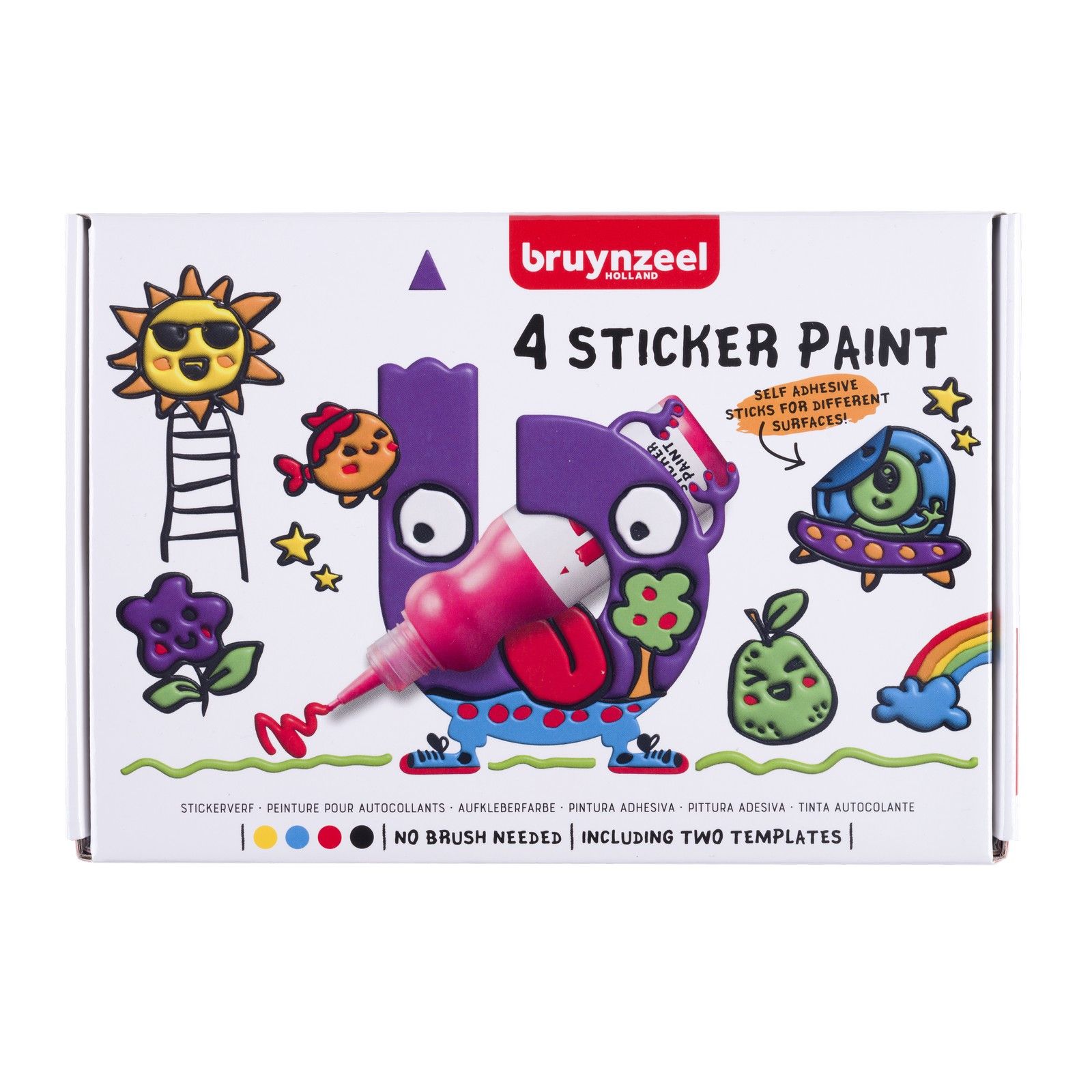 Bruynzeel • Set de Peinture pour Autocollants 4 couleurs à mélanger + 2 modèles