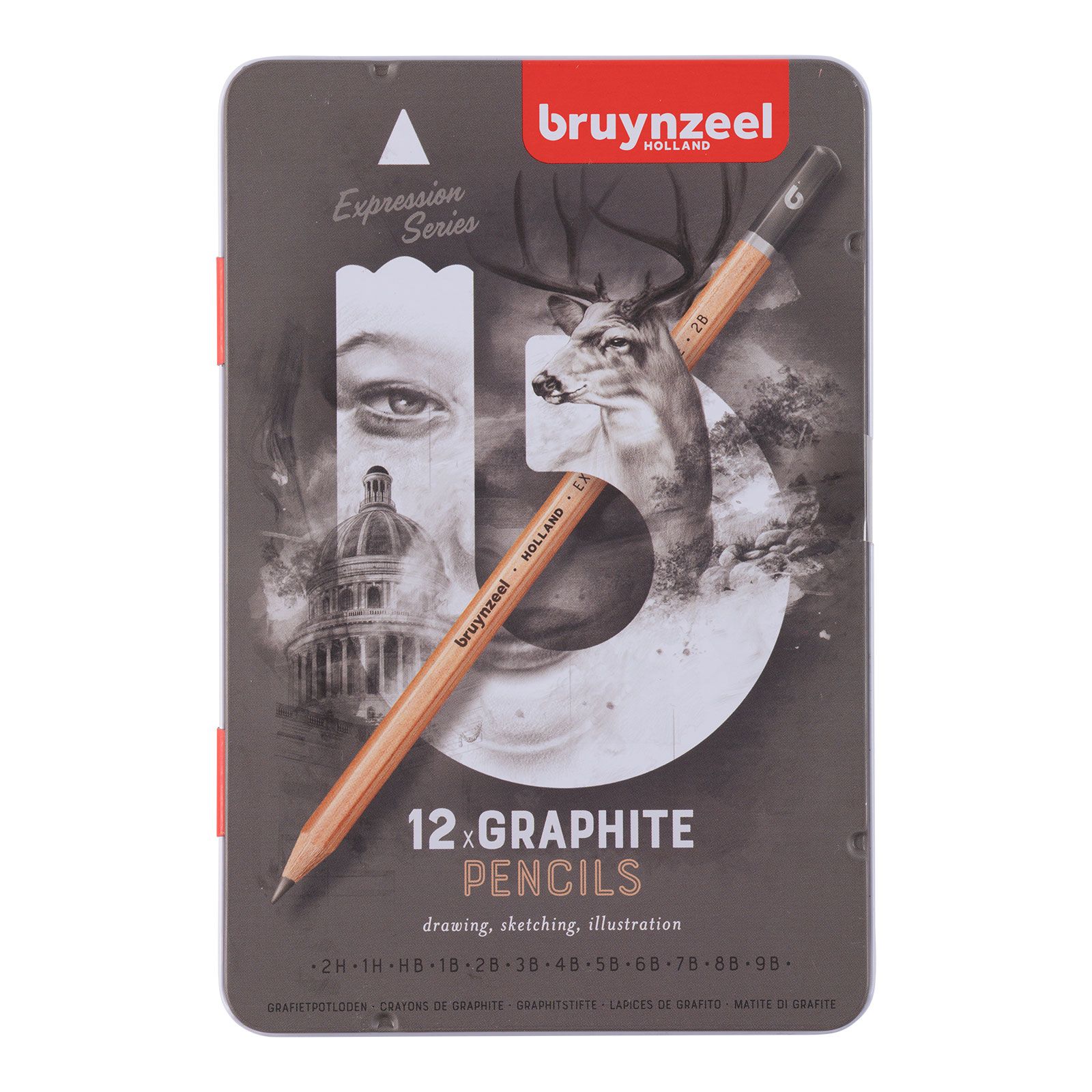 Bruynzeel • Expression Grafitbleistifte Metalletui mit 12 Stück