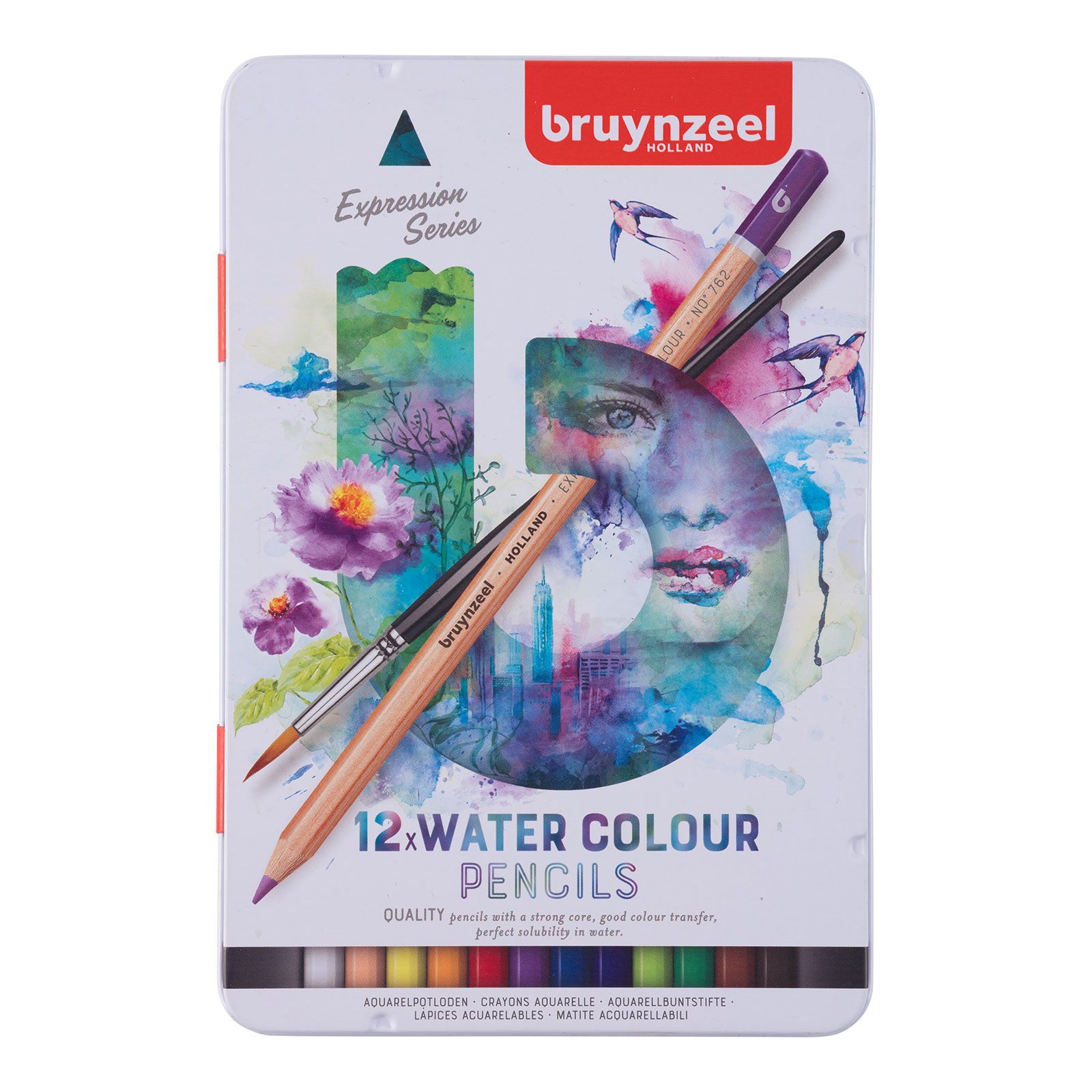 Bruynzeel • Expression Aquarellbuntstifte, Metalletui mit 12 Stück