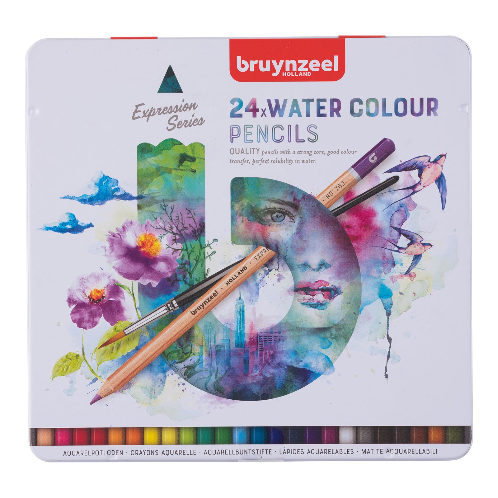 Bruynzeel • Expression crayons d'aquarelle, boîte métallique de 24