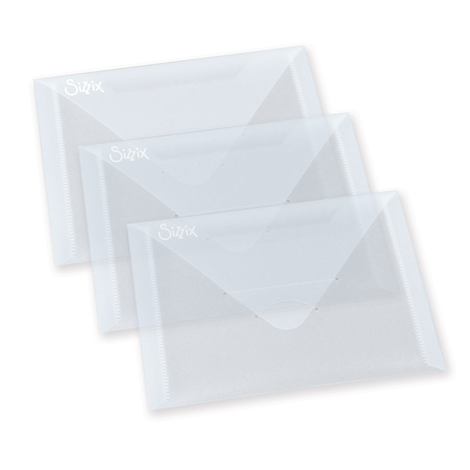 Sizzix • Lot de 3 enveloppes de rangement en plastique, 5 po x 6 7/8 po