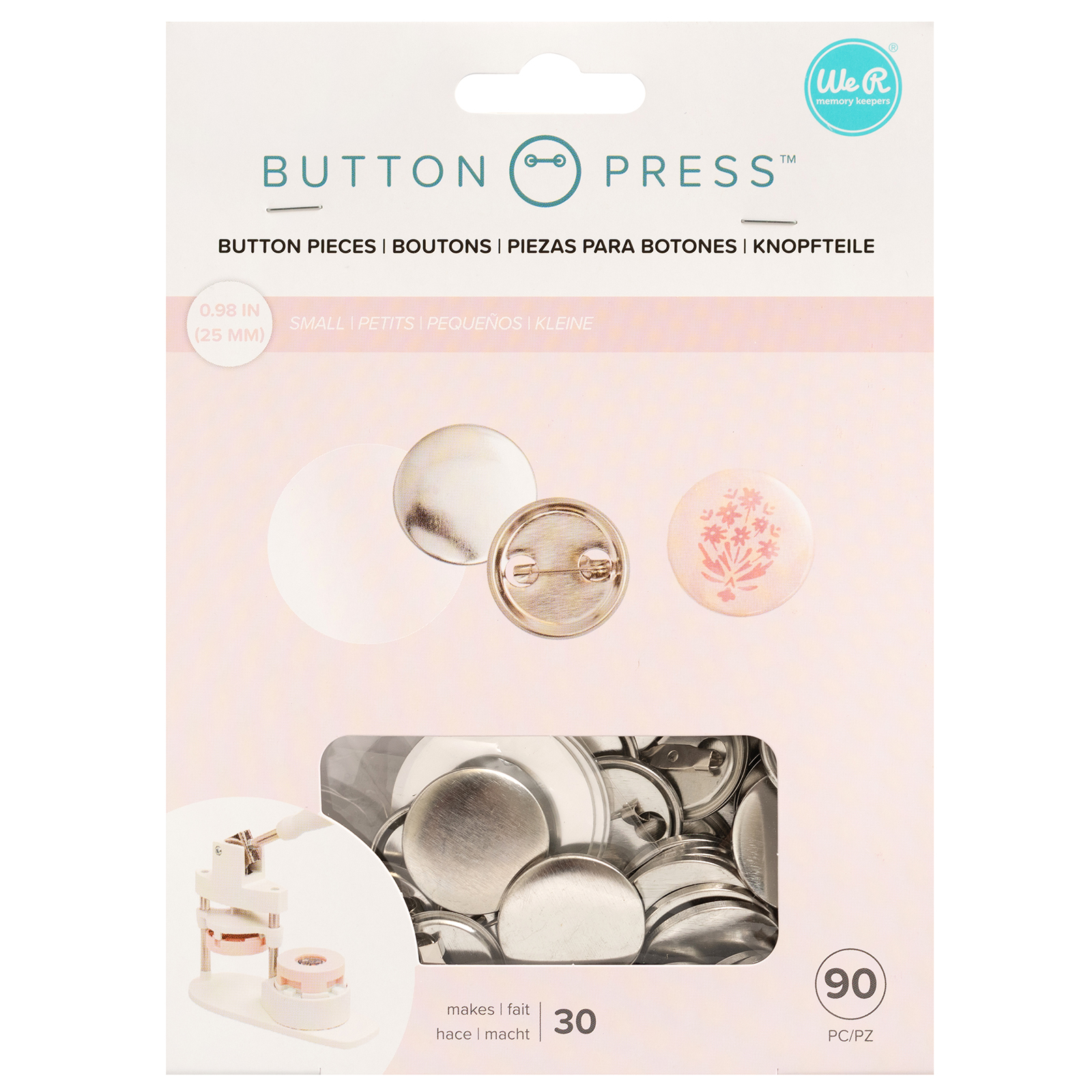 We R Makers • Button press navulling kleine buttons Ø25mm