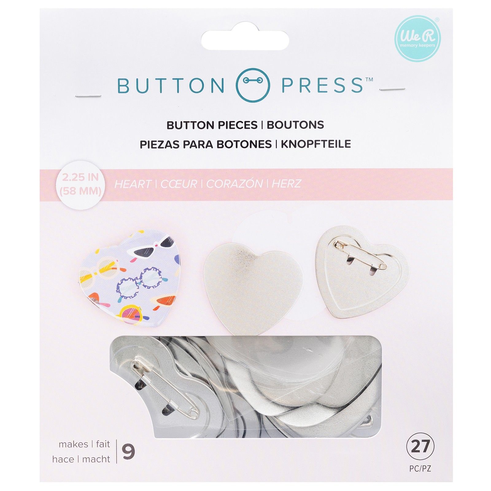 We R Makers • Button Press Refill Pack Heart Ø2.25in 9pcs