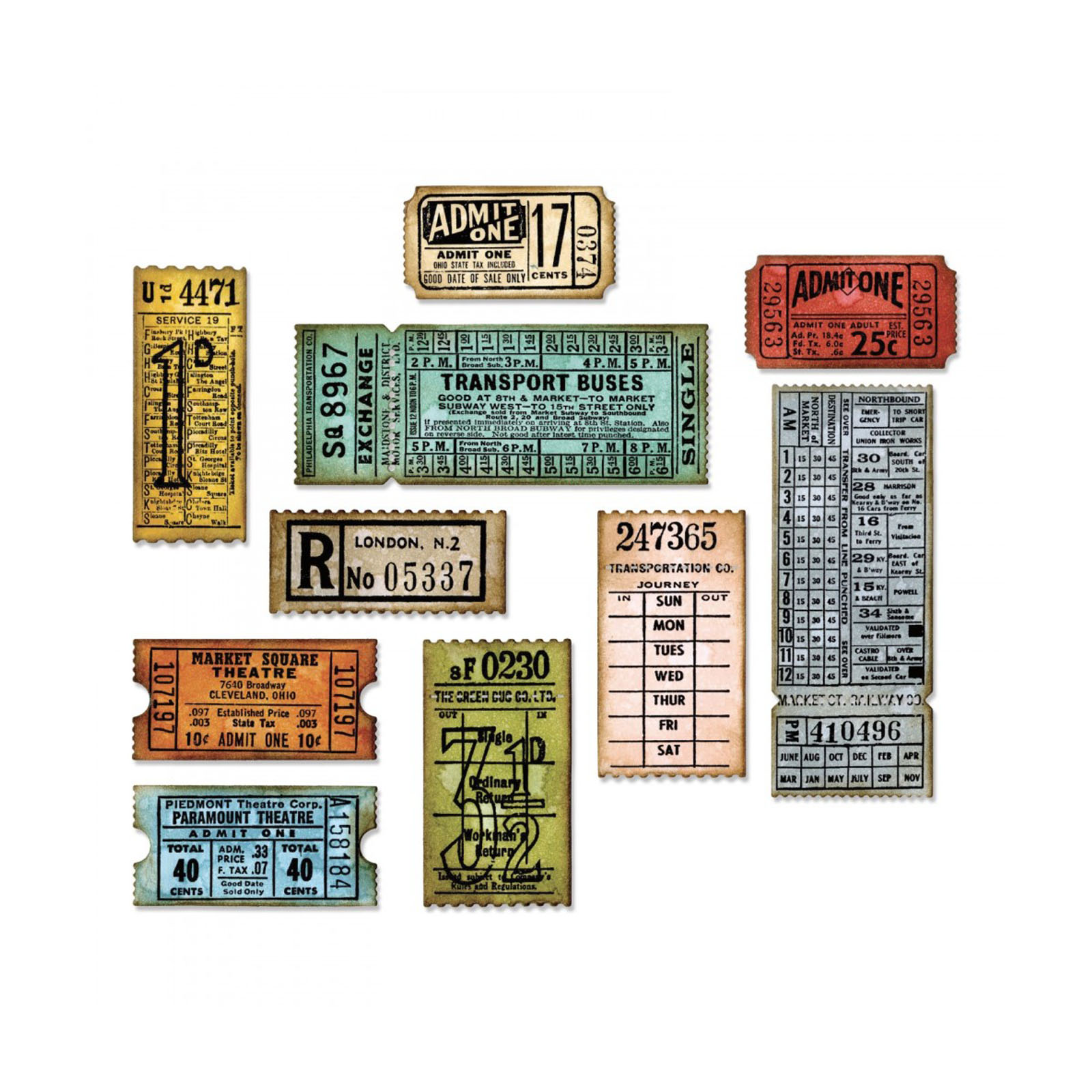 Sizzix • Tim Holtz Thinlits Die Set Alterations Ticket Booth 6pcs