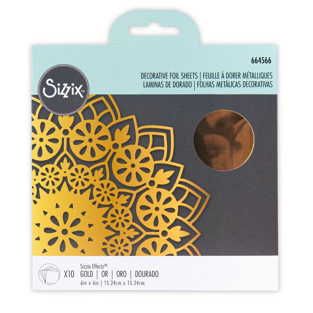 Sizzix • Feuilles d'aluminium décoratives Effectz Or 6 "x 6" 10 feuilles