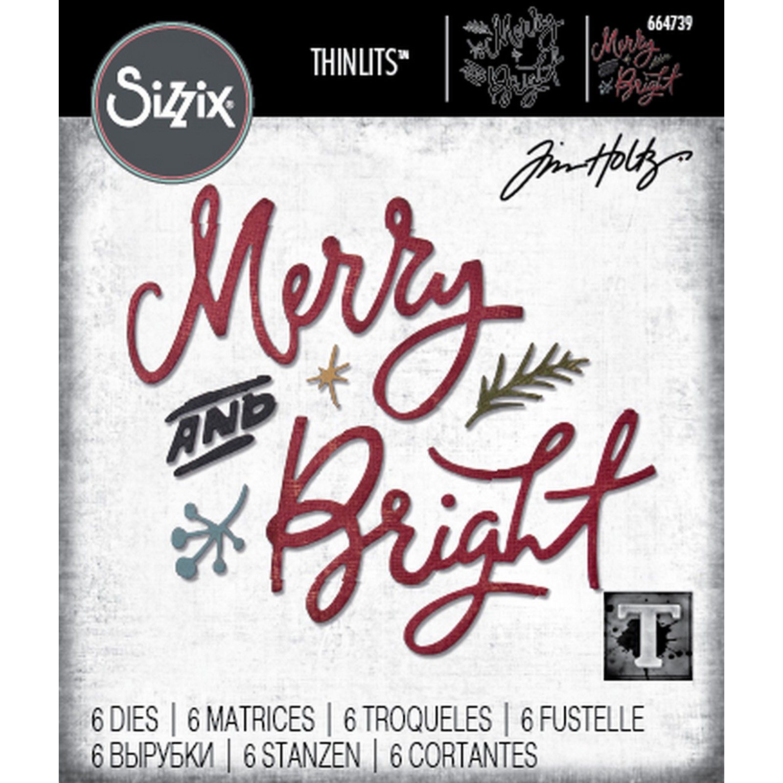 Sizzix • Thinlits Die Set 6pcs Merry & Bright by Tim Holtz