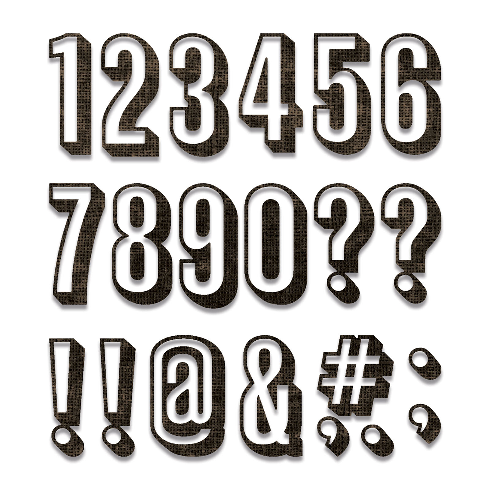 Sizzix • Tim Holtz Thinlits Die Set Alphanumeric Shadow Numbers 21pcs