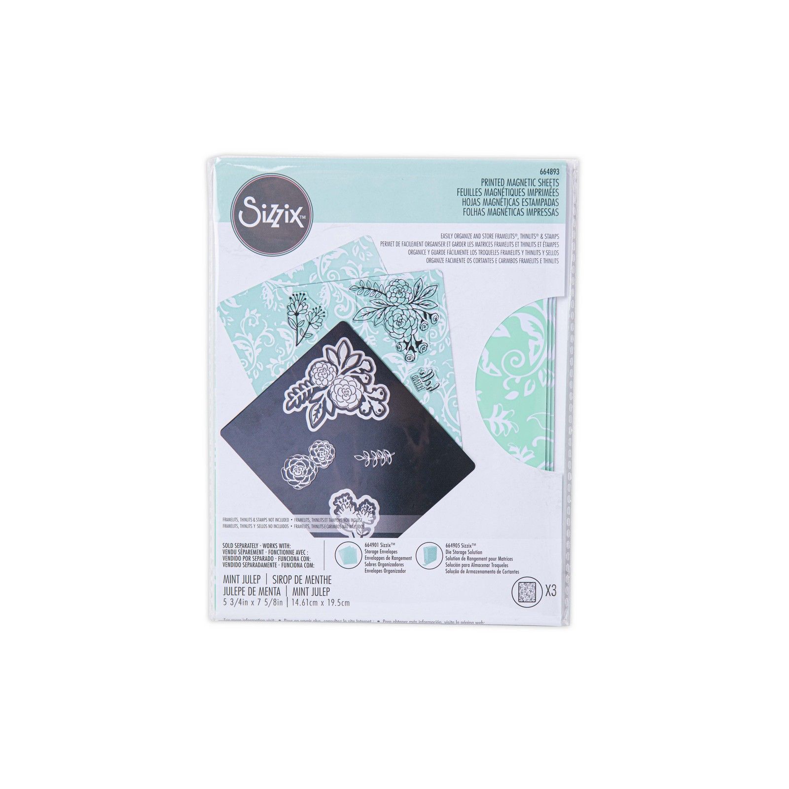 Sizzix • Storage Printed Magnetic Sheets 5 3/4" x 7 5/8" 3 Pack