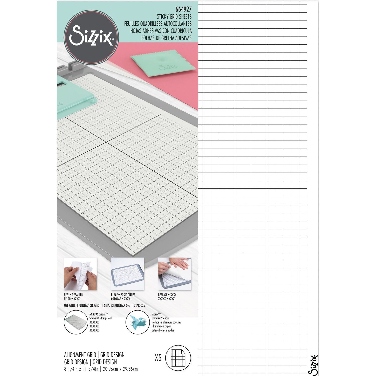 Sizzix • Accessory Sticky Grid Sheets 8 1/4"x11 5/8" 5pcs