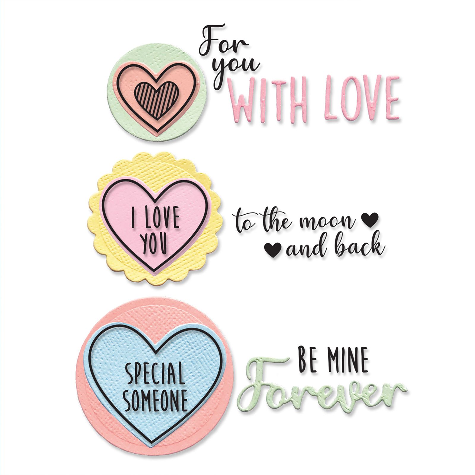 Sizzix • Framelits Die Set 8PK con sellos Love Hearts de Olivia Rose