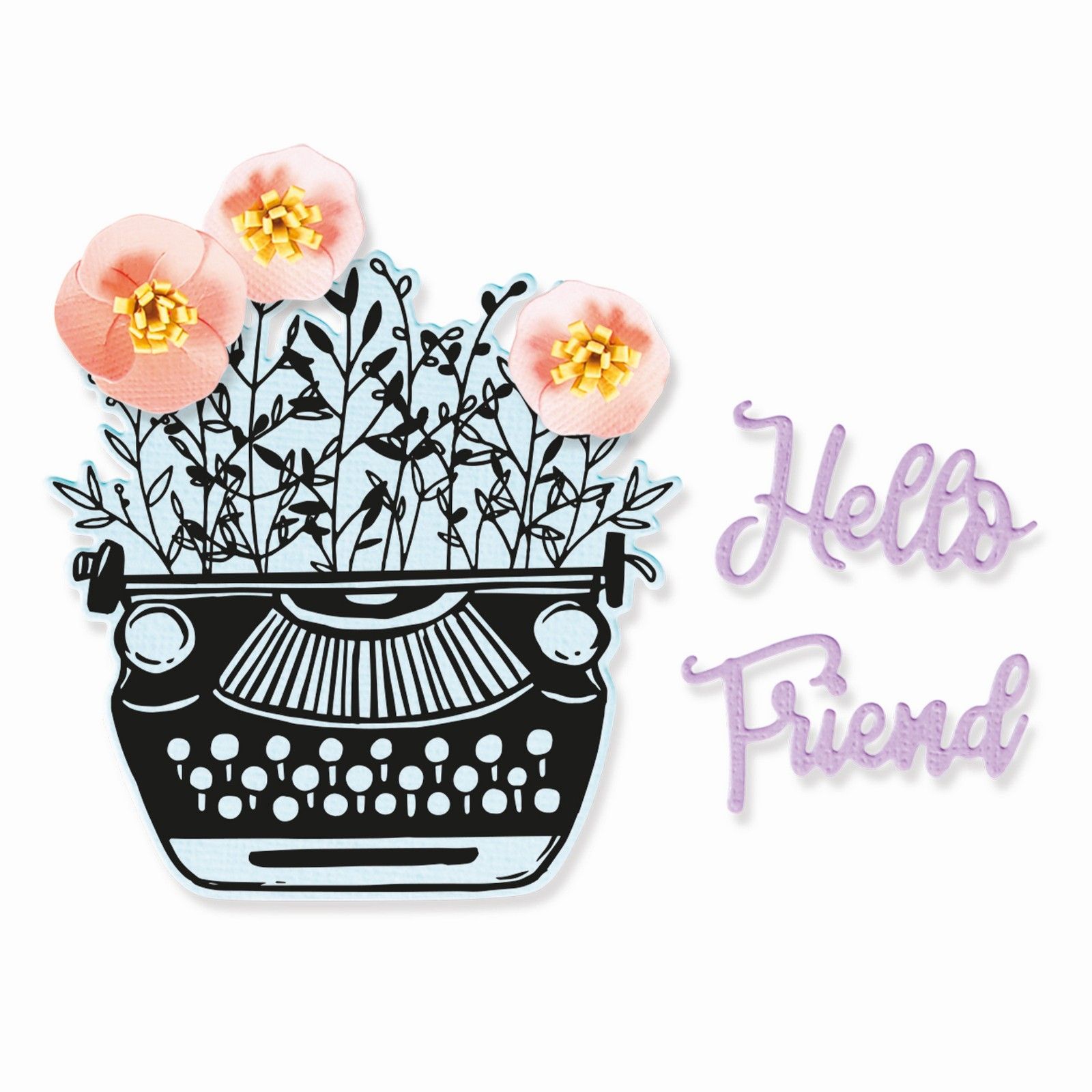 Sizzix • Framelits Die Set 5pieces & Stamps Hello Typewriter