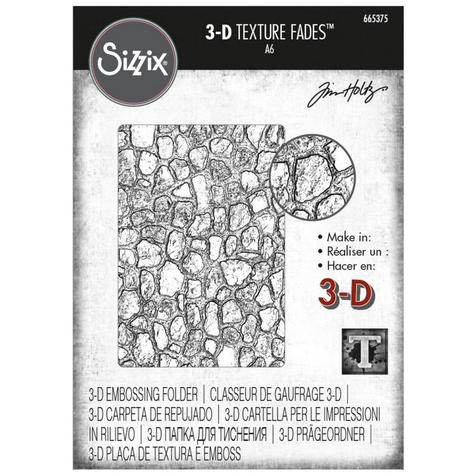 Sizzix • Tim Holtz 3-D Texture Fades Embossing Folder Cobblestone #2