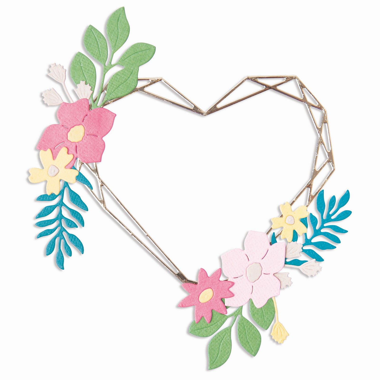 Sizzix • Set di Fustelle Thinlits 9 PK Floral Geo Heart Frame di Lisa Jones