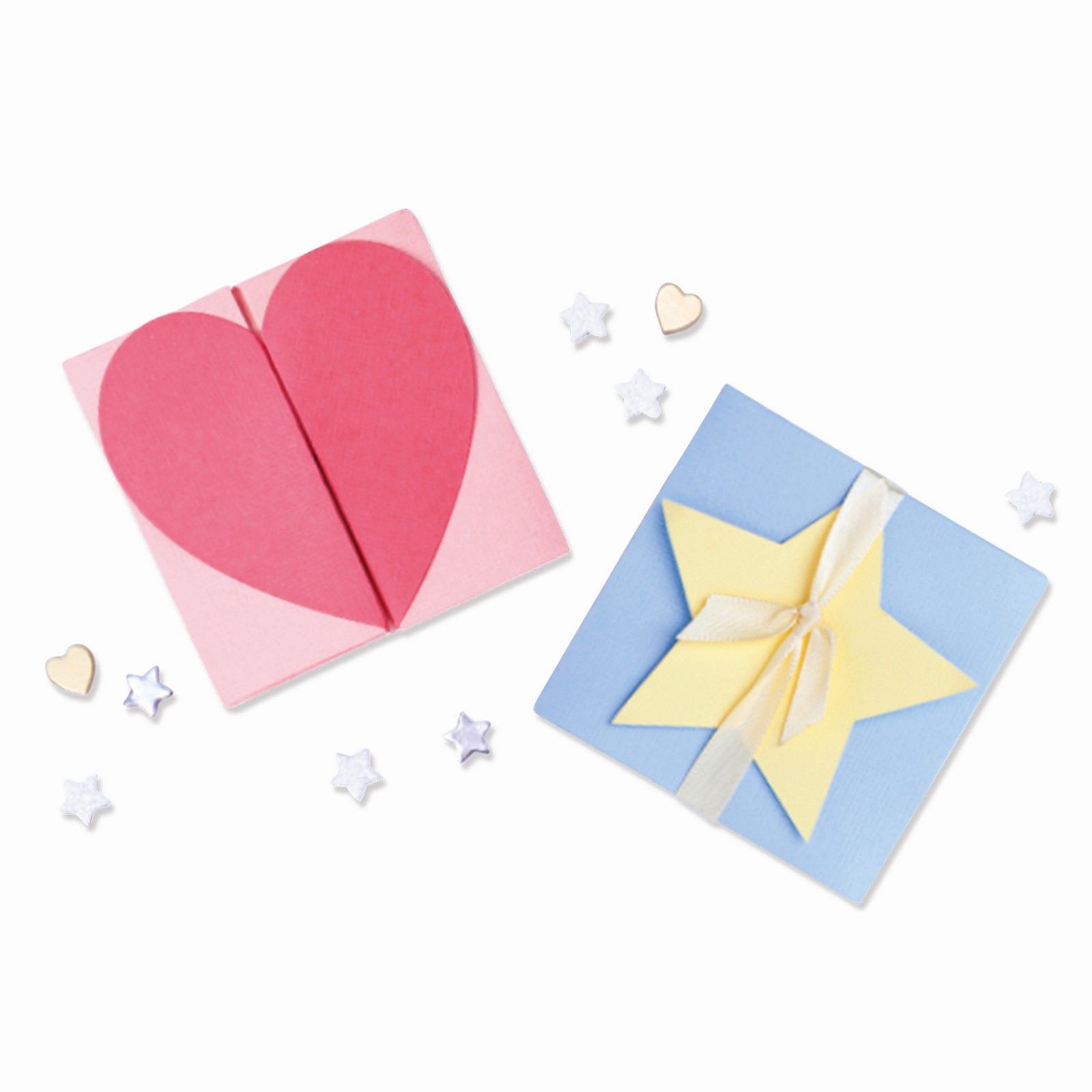 Sizzix • Lot de 5 matrices de découpe Thinlits, carte cœur et étoile par Kath Breen