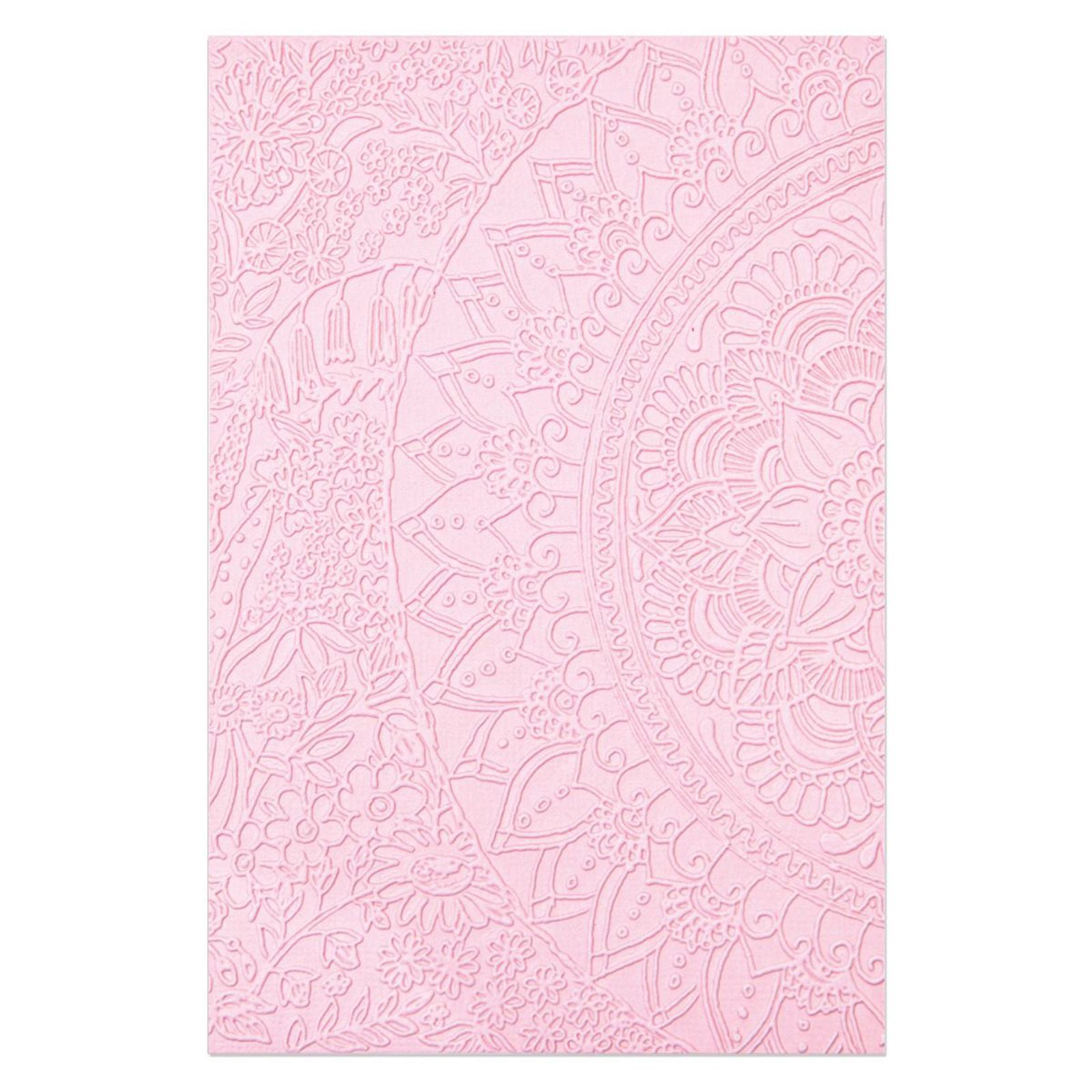 Sizzix • Carpeta de grabado en relieve con impresiones texturizadas en 3D Half Mandala de Jess Scott
