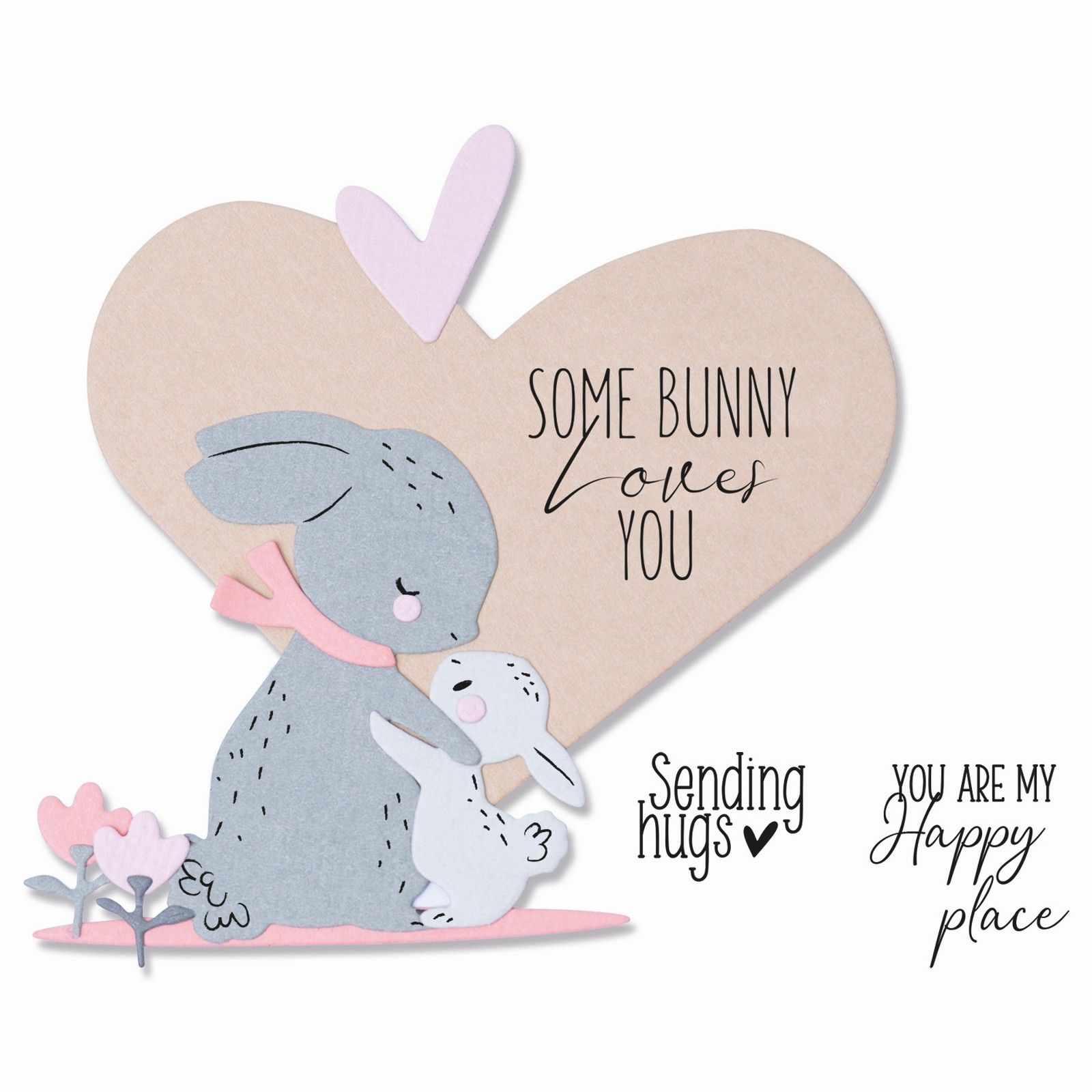 Sizzix • Framelits Stanzschablonen-Set, 8 Stk. mit 5 Stk. Stempeln Bunny Love von Olivia Rose