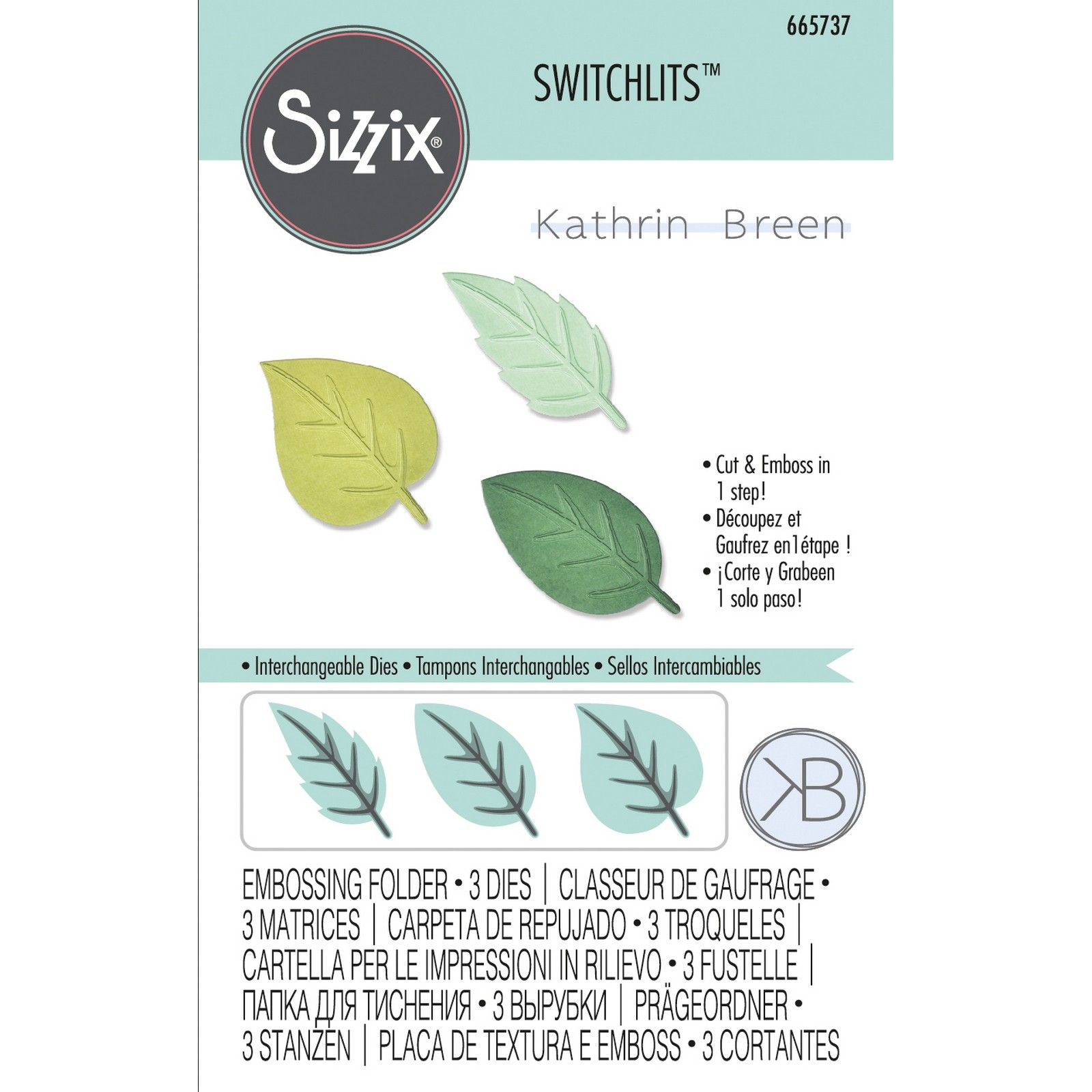 Sizzix • Switchlits Embossing Folder Spring Leaves by Kath Breen