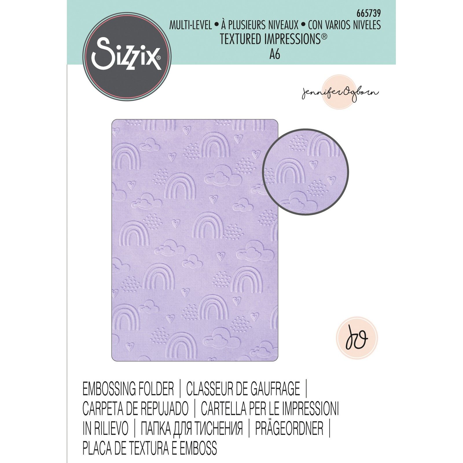 Sizzix • Chemise de gaufrage texturée multi-niveaux Rainbow Sky par Jennifer Ogborn
