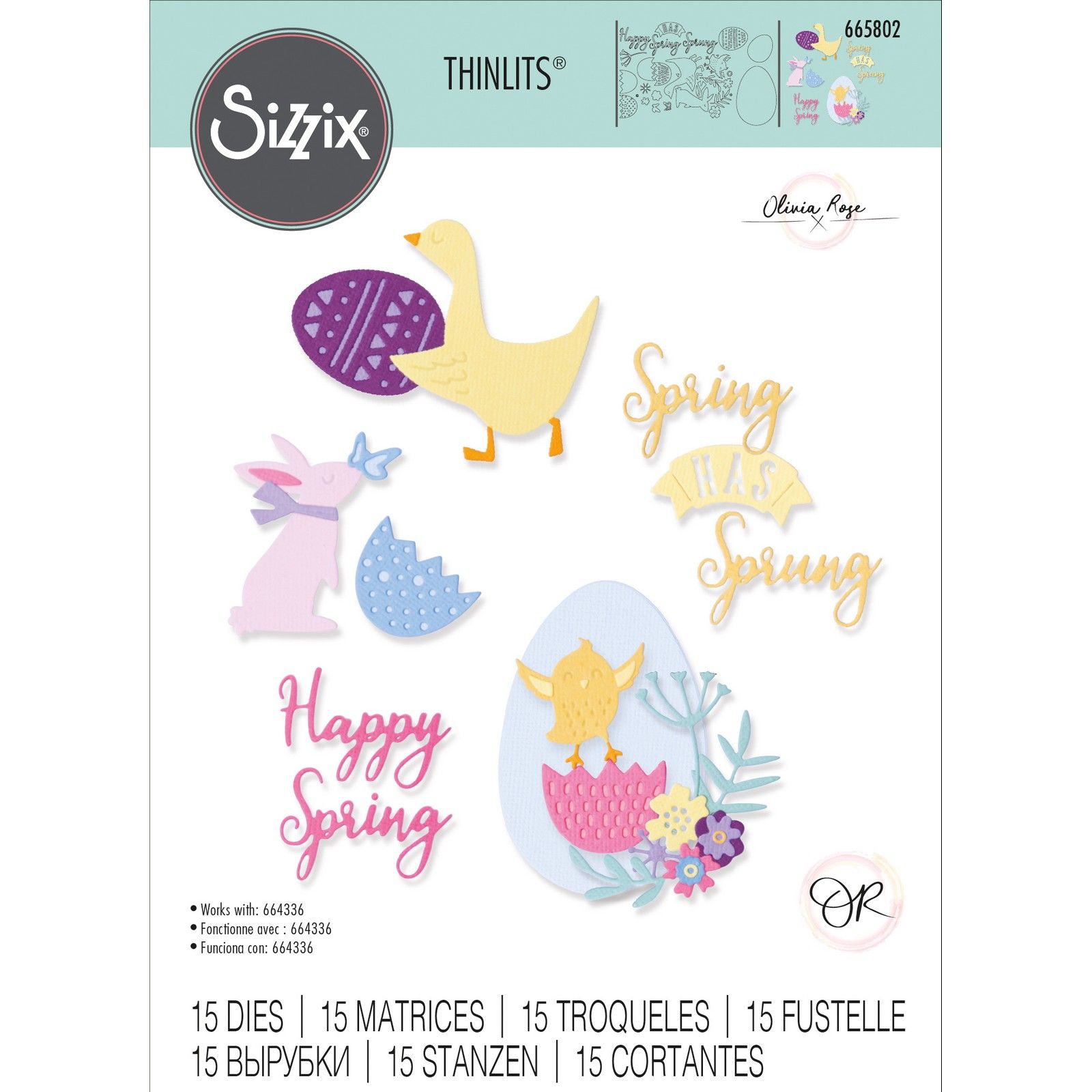 Sizzix • Set di Fustelle Thinlits, 15 pezzi Spring Has Sprung di Olivia Rose