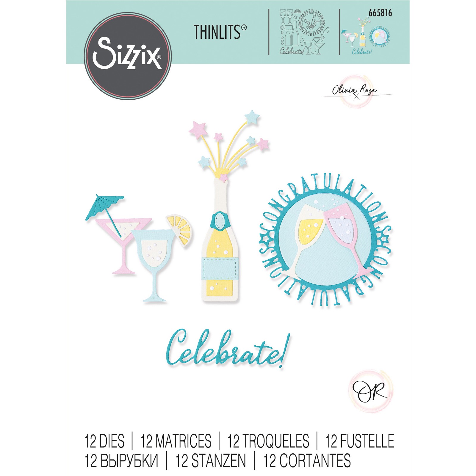 Sizzix • Thinlits Die Set 12PK Bottles & Glasses by Olivia Rose