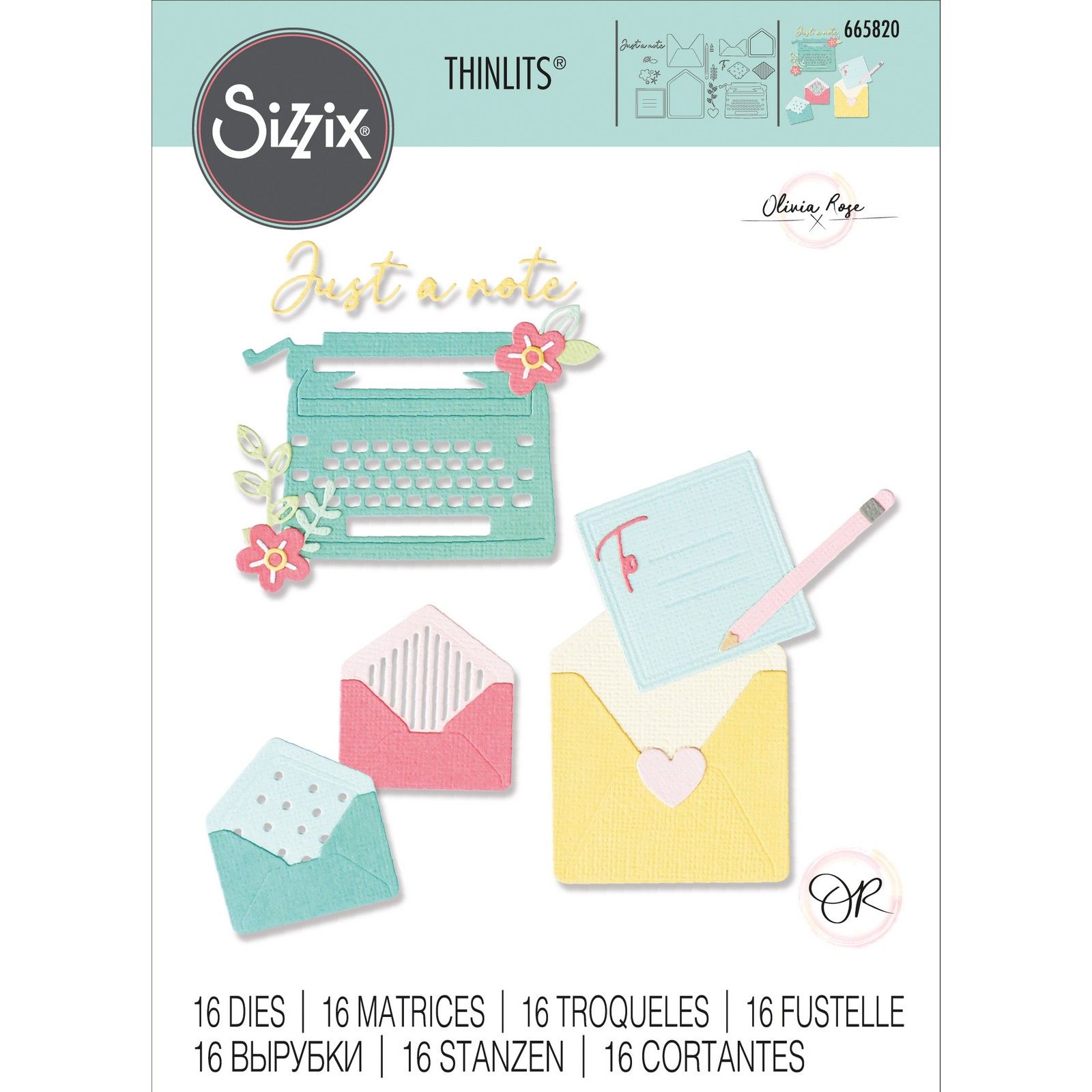 Sizzix • Set di Fustelle Thinlits 16 pezzi con scritta «You've Got Mail»