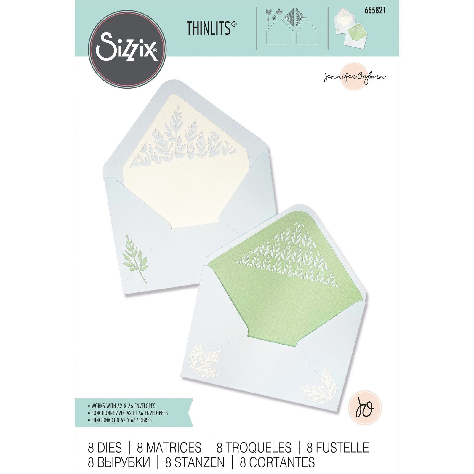 Sizzix • Thinlits Die Set 8PK Botanic Envelope Liners by Jennifer Ogborn
