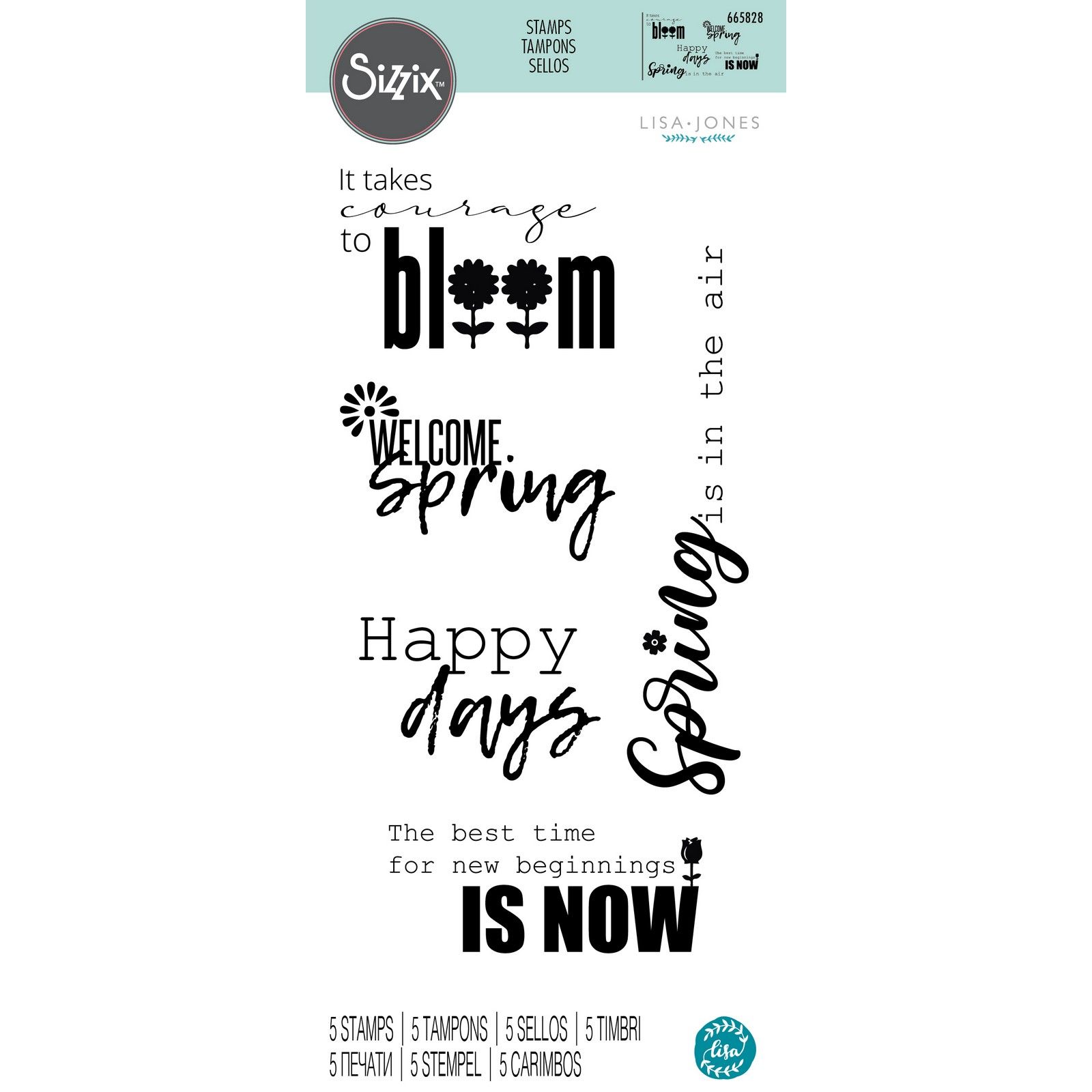 Sizzix • Clear Stamps 5PK Frühlingsgefühle von Lisa Jones