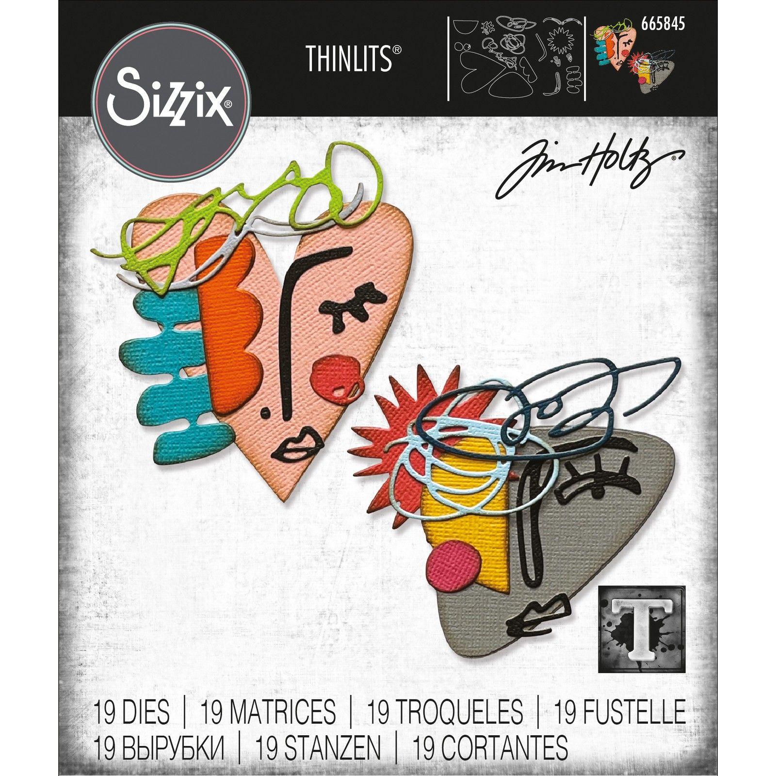 Sizzix • Tim Holtz Thinlits Die Set Abstrakte Gesichter 19pcs