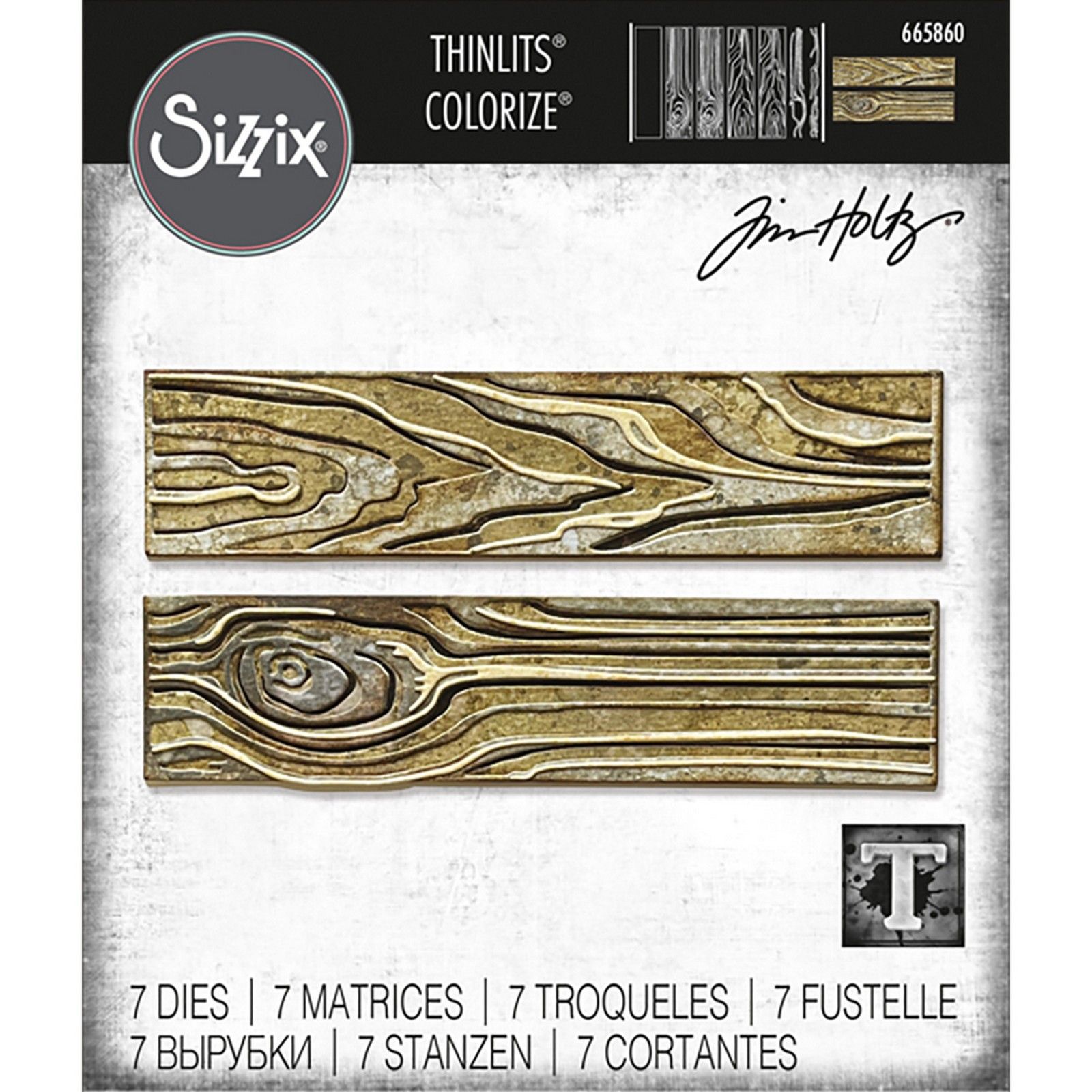 Sizzix • Tim Holtz Thinlits Die Set Woodgrain Colorize 7pcs