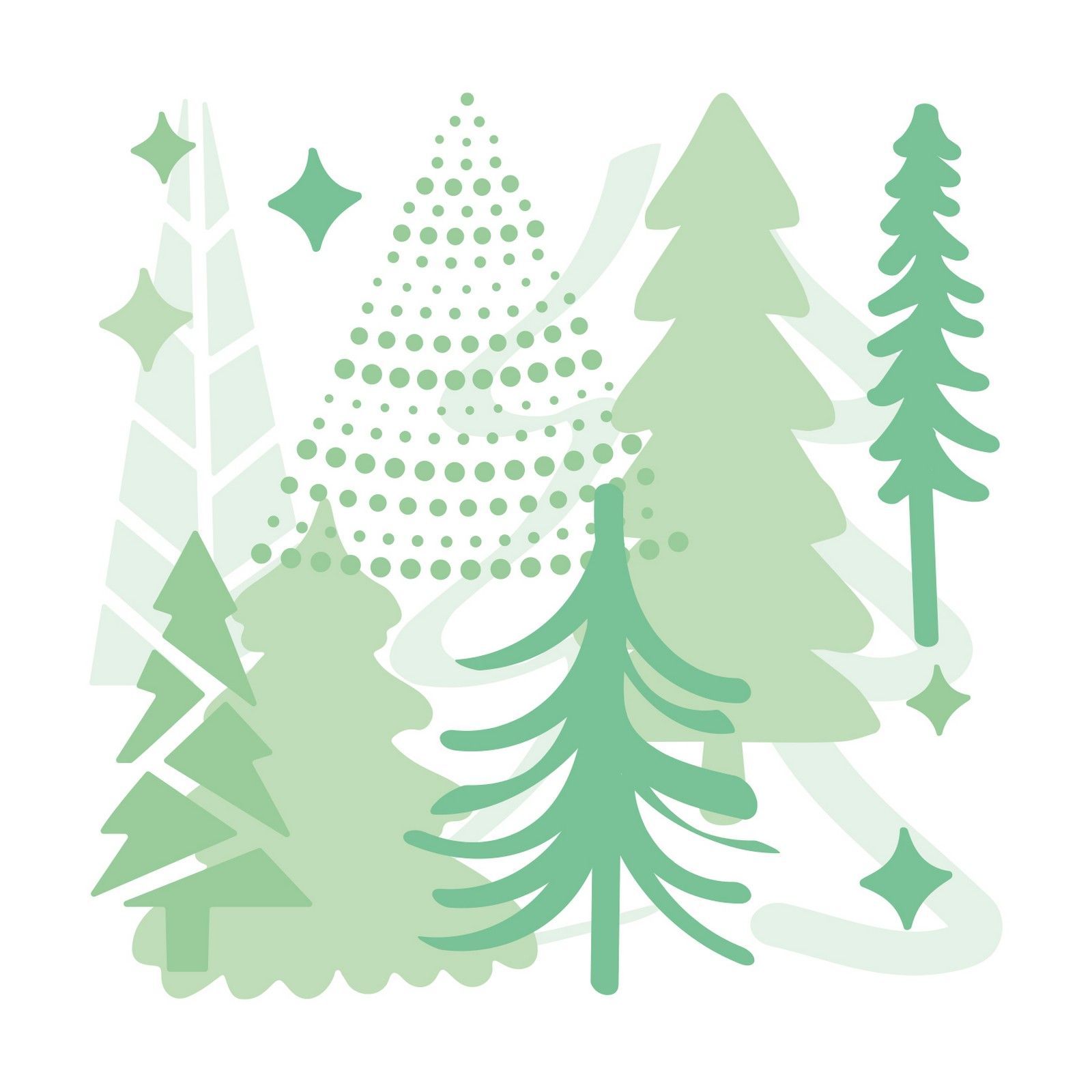 Sizzix • Layered Stencils Doddle Trees 4pezzi