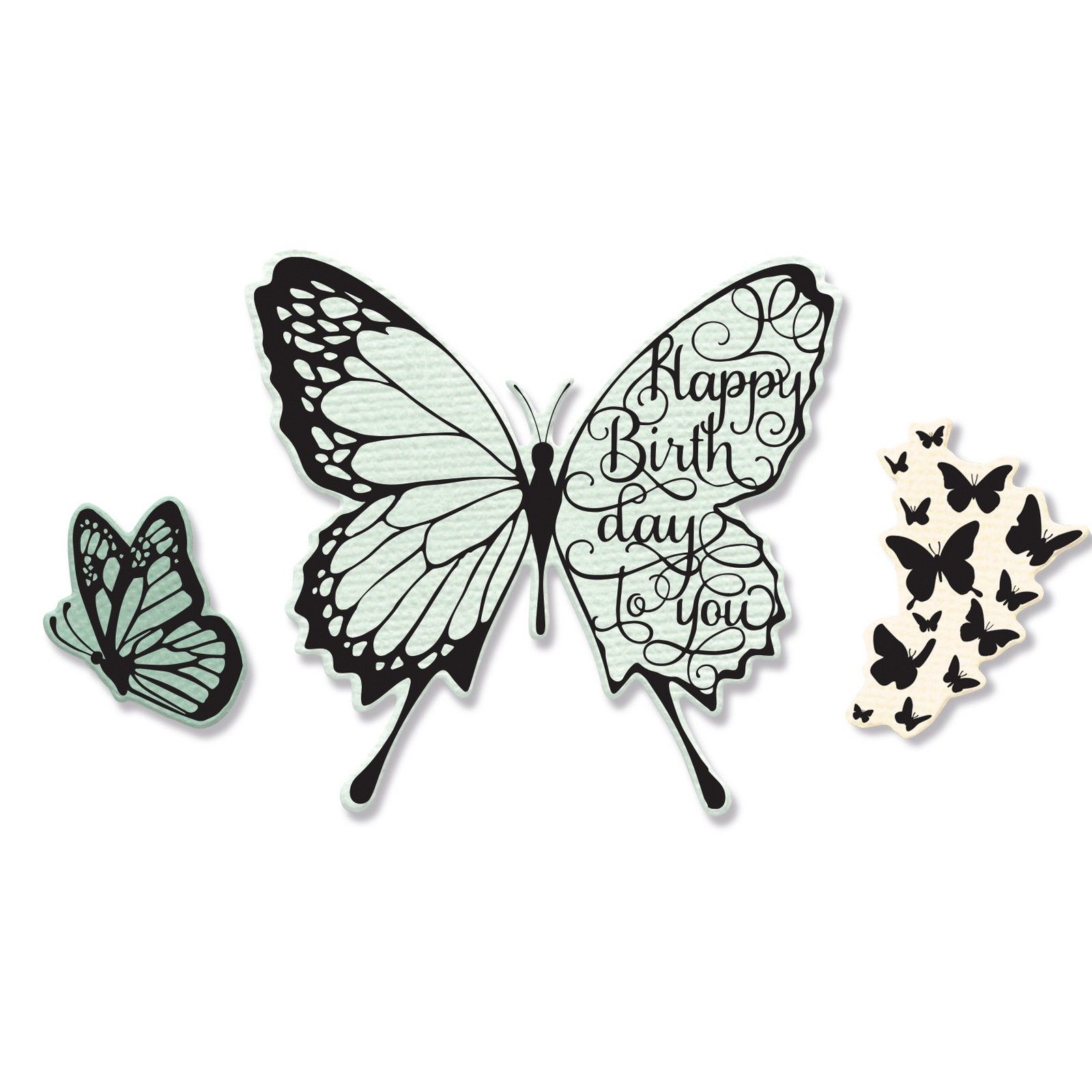 Sizzix • Framelits Die Set 3Stück met 3Stück Stamps Butterfly Birthday