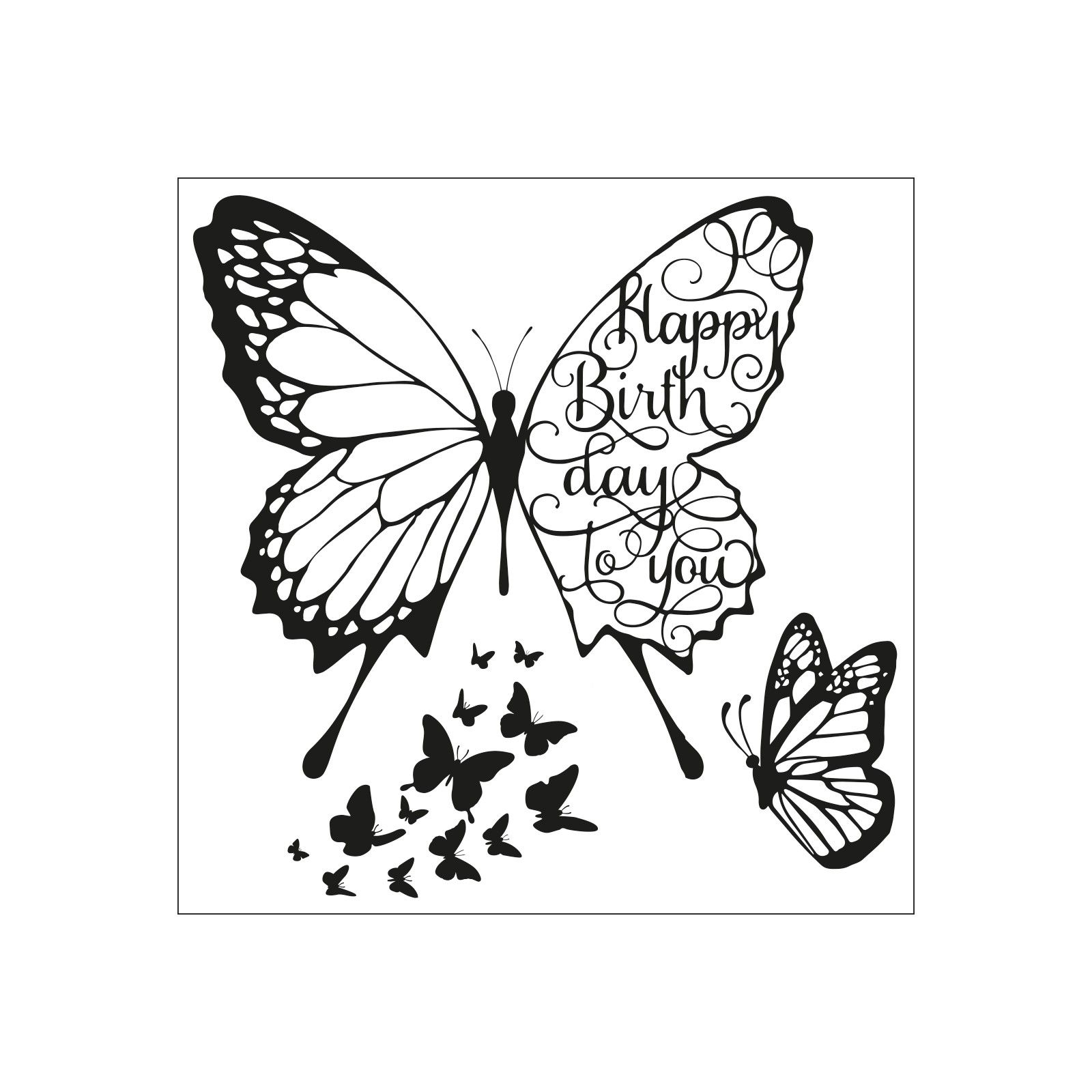 Sizzix • Framelits Die Set 3pcs met 3pcs Stamps Butterfly Birthday