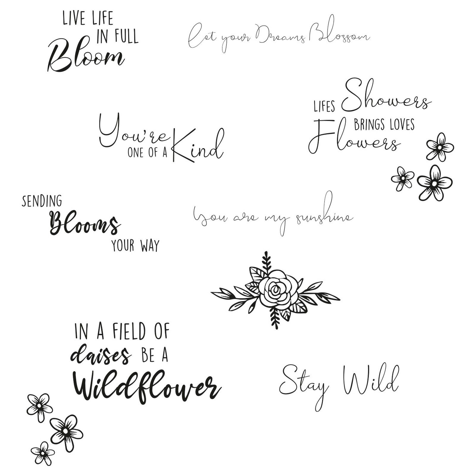 Sizzix • Clear Stamps Set Spring Bloom Sentiments 10Stück