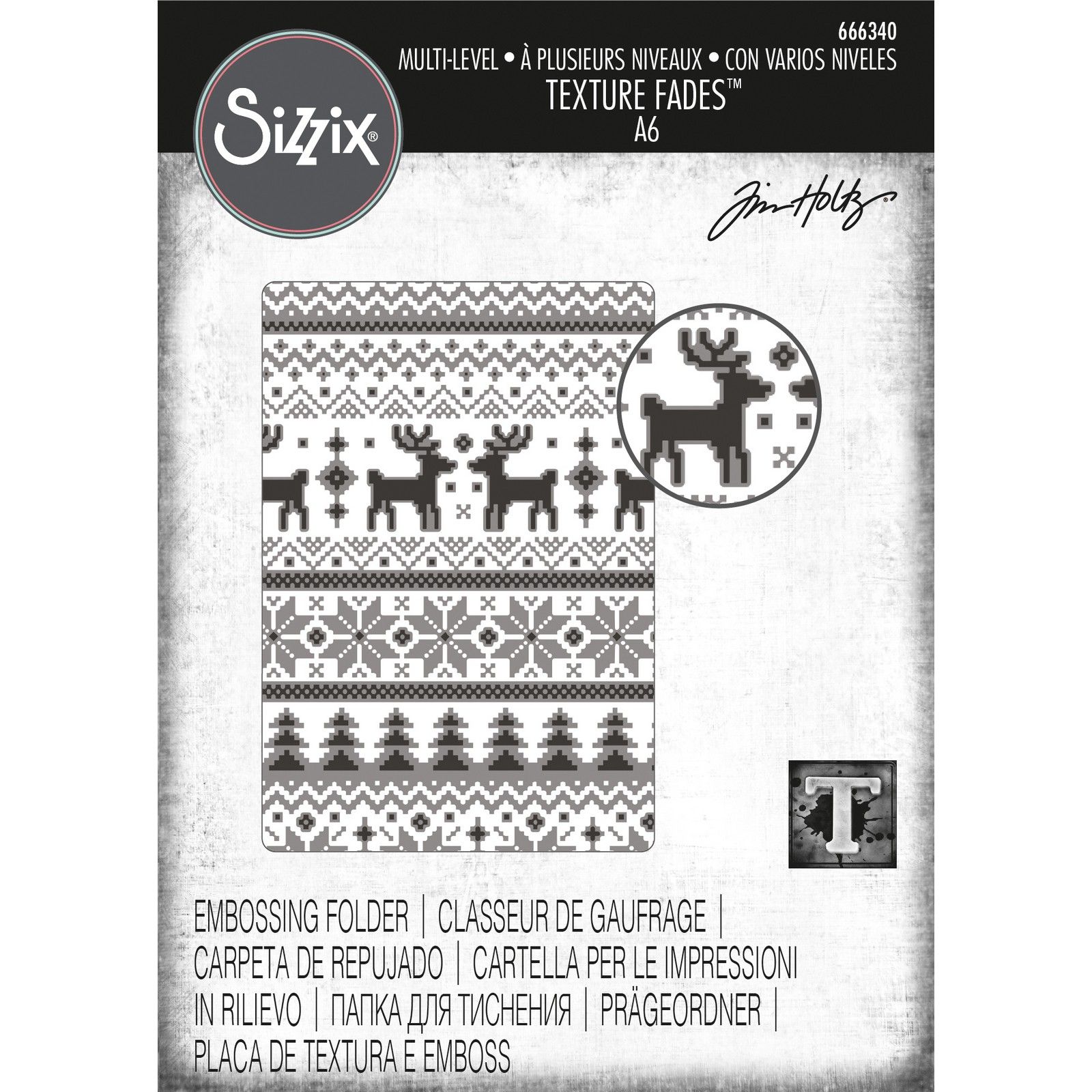 Sizzix • Tim Holtz Multi-Level Texture Fades Embossing Folder Holiday Knit