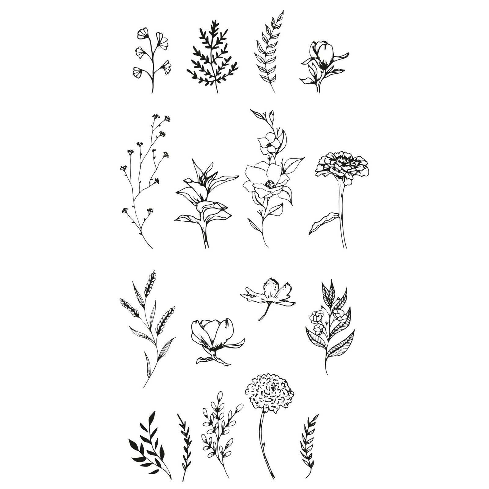 Sizzix • Clear Stamp Set Garden Botanicals 17pcs