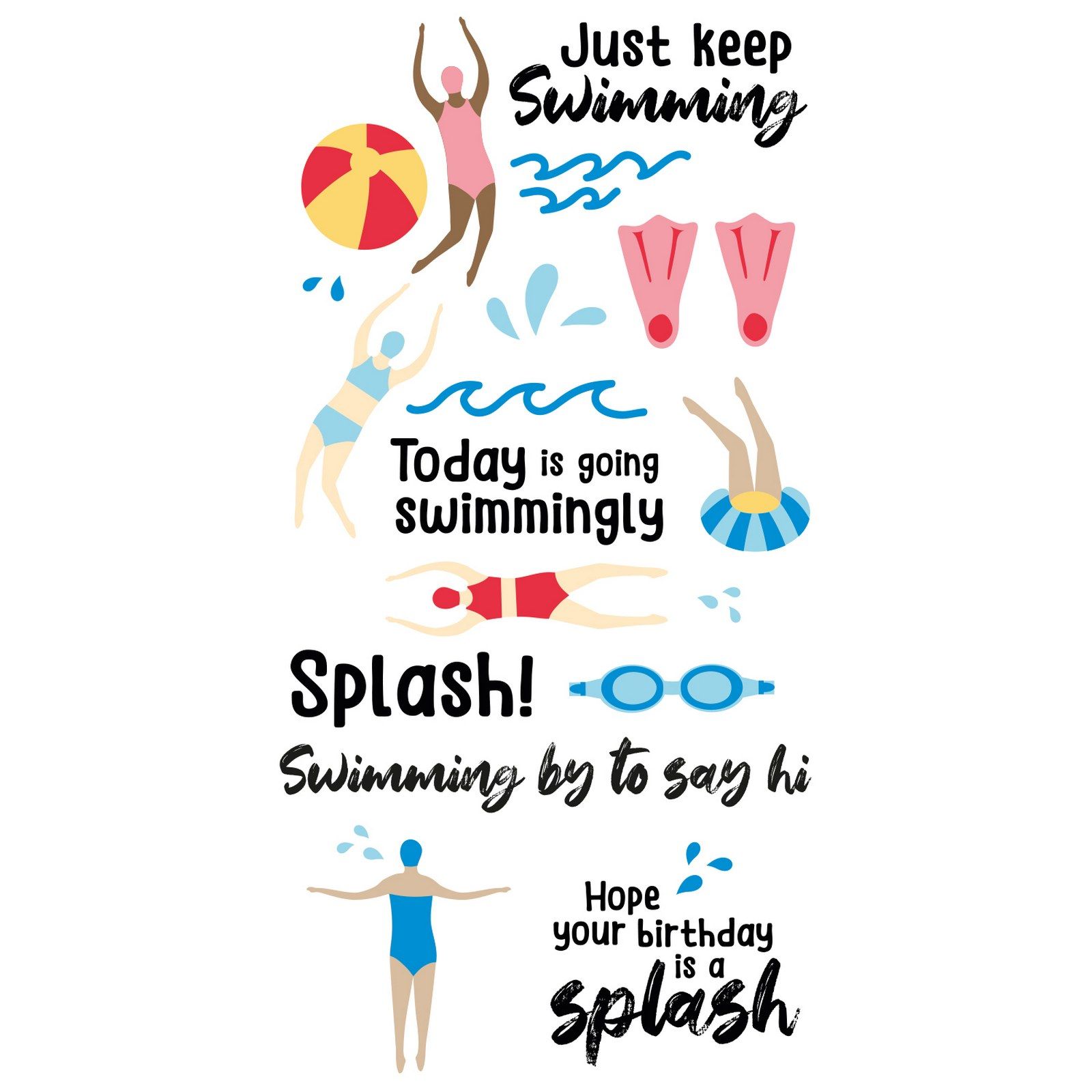 Sizzix • Clear Stamp Set Synchronized Swimmers 29pcs