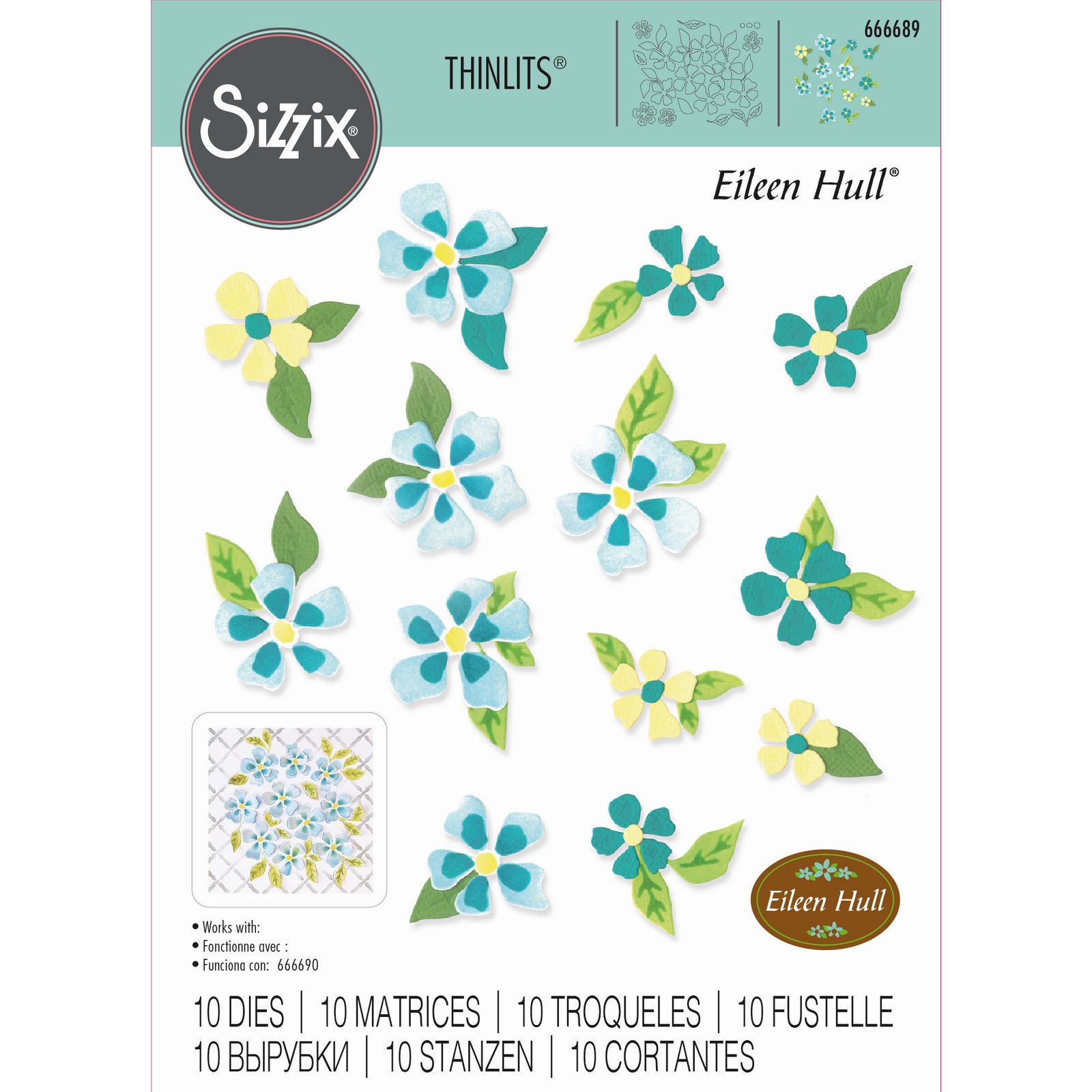 Sizzix • Thinlits Die Set Painterly Blooms & Background 12pcs