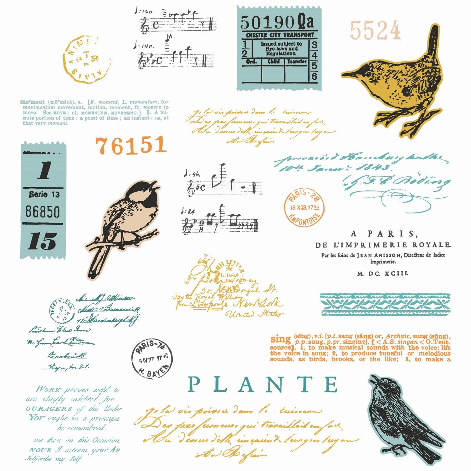 Sizzix • Clear Stamp Set A5 with Framelits Die Bird Song 28pcs