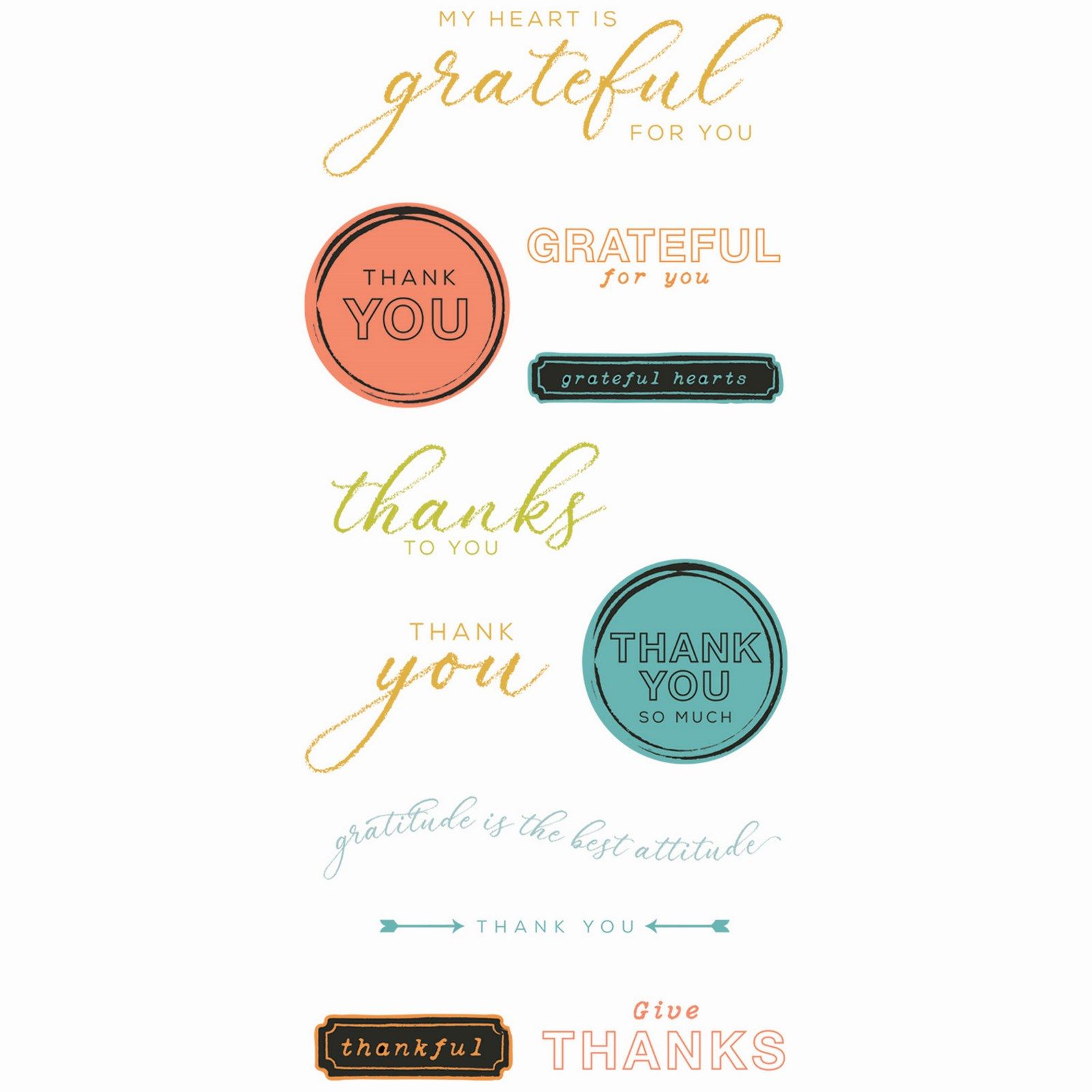 Sizzix • Clear Stamp Set with Framelits Die Thankful Sentiments 15pcs