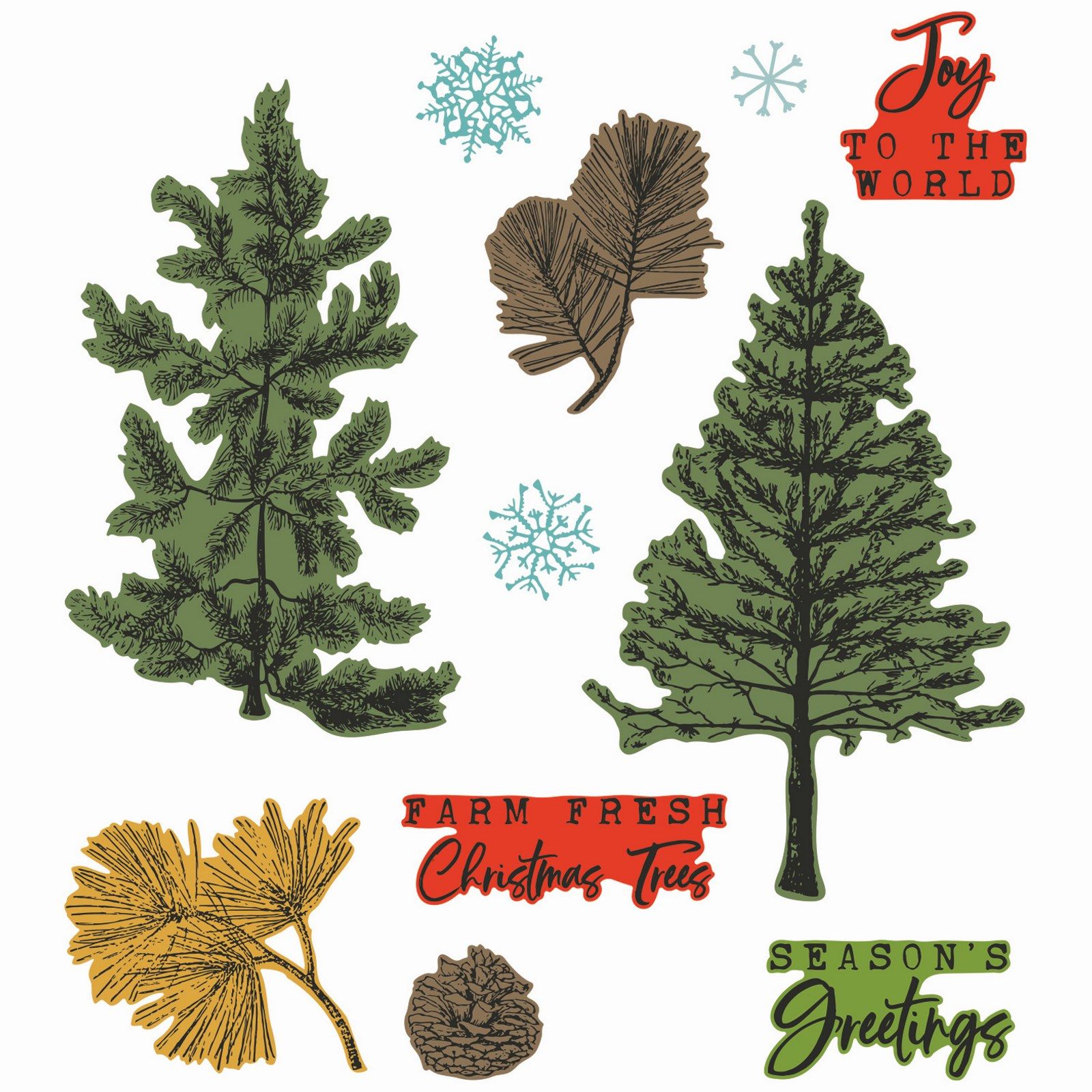 Sizzix • Clear Stamp Set A5 with Framelits Die Pine Holidays 21pcs