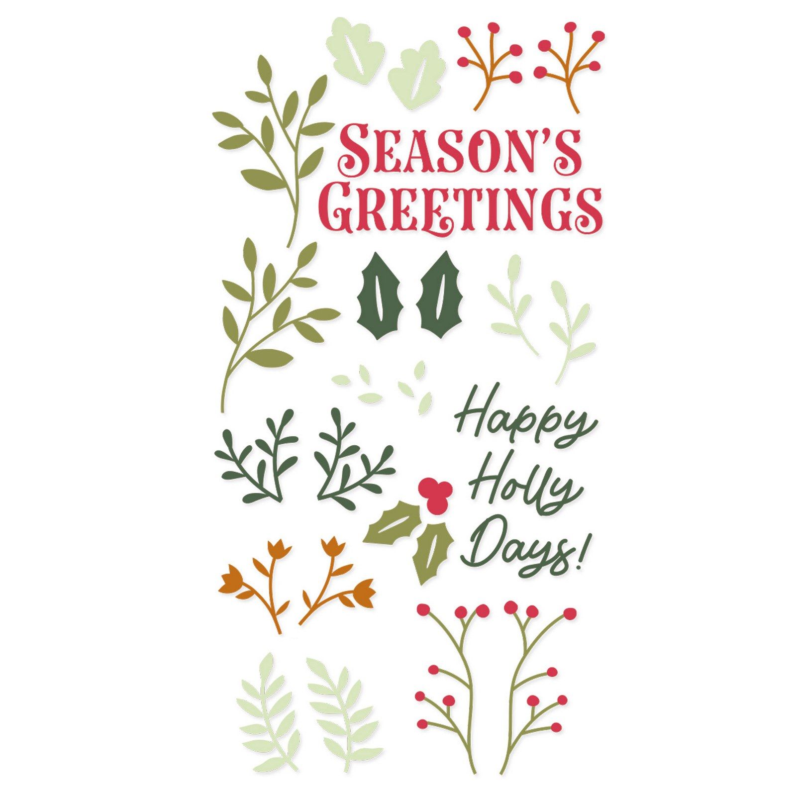 Sizzix • Clear Stamp Set Happy Holly Days 29pcs