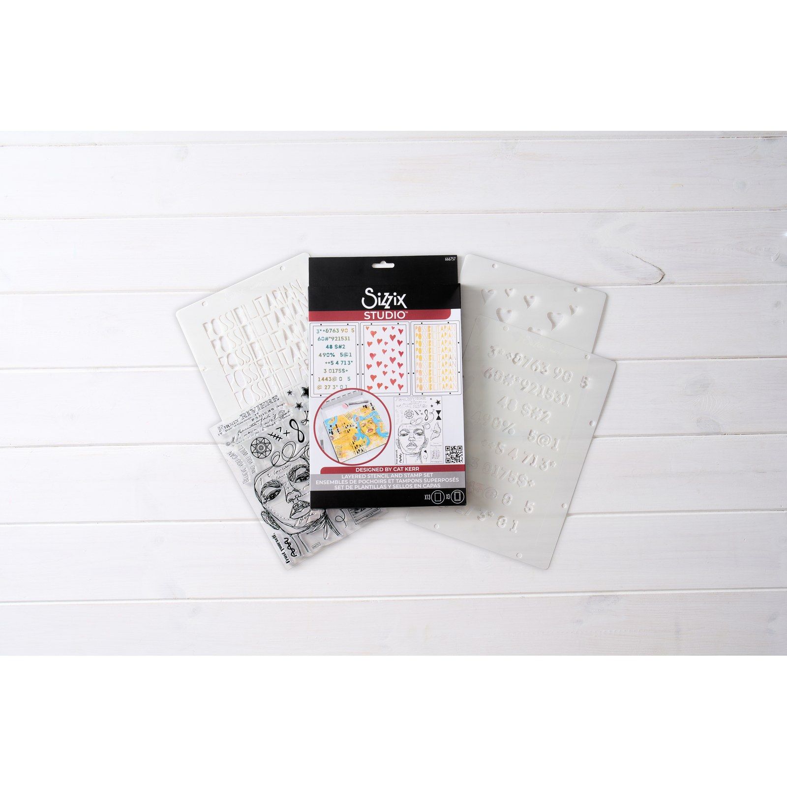 Sizzix • Studio Stamps Set 13pcs & 3pcs Stencils Possibilitarian by Cat Kerr