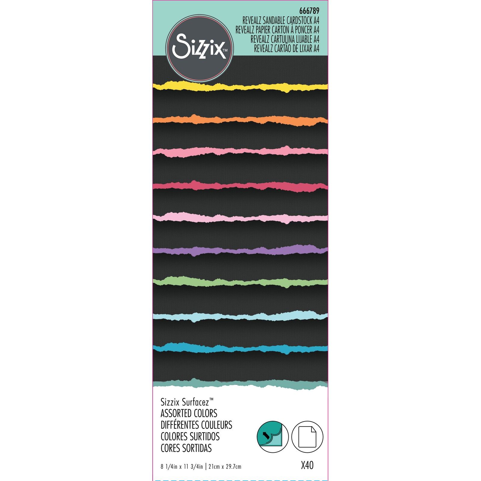 Sizzix • Surfacez Revealz Sandable Cardstock Midnight Collection A4 40pcs