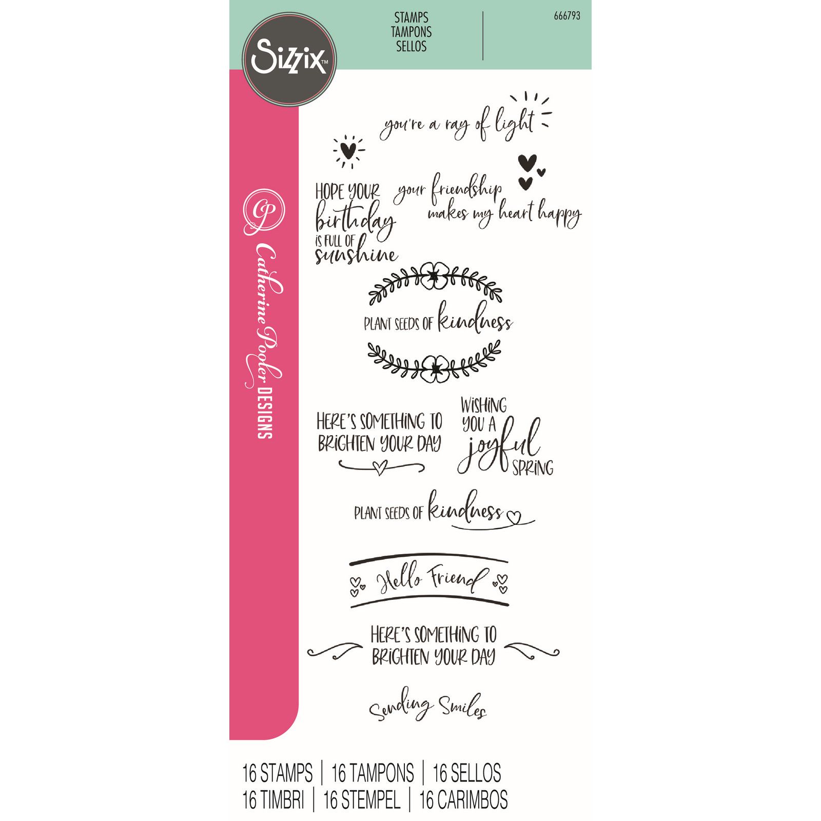 Sizzix • Clear Stamps Sending Sunshine Sentiments 16pcs